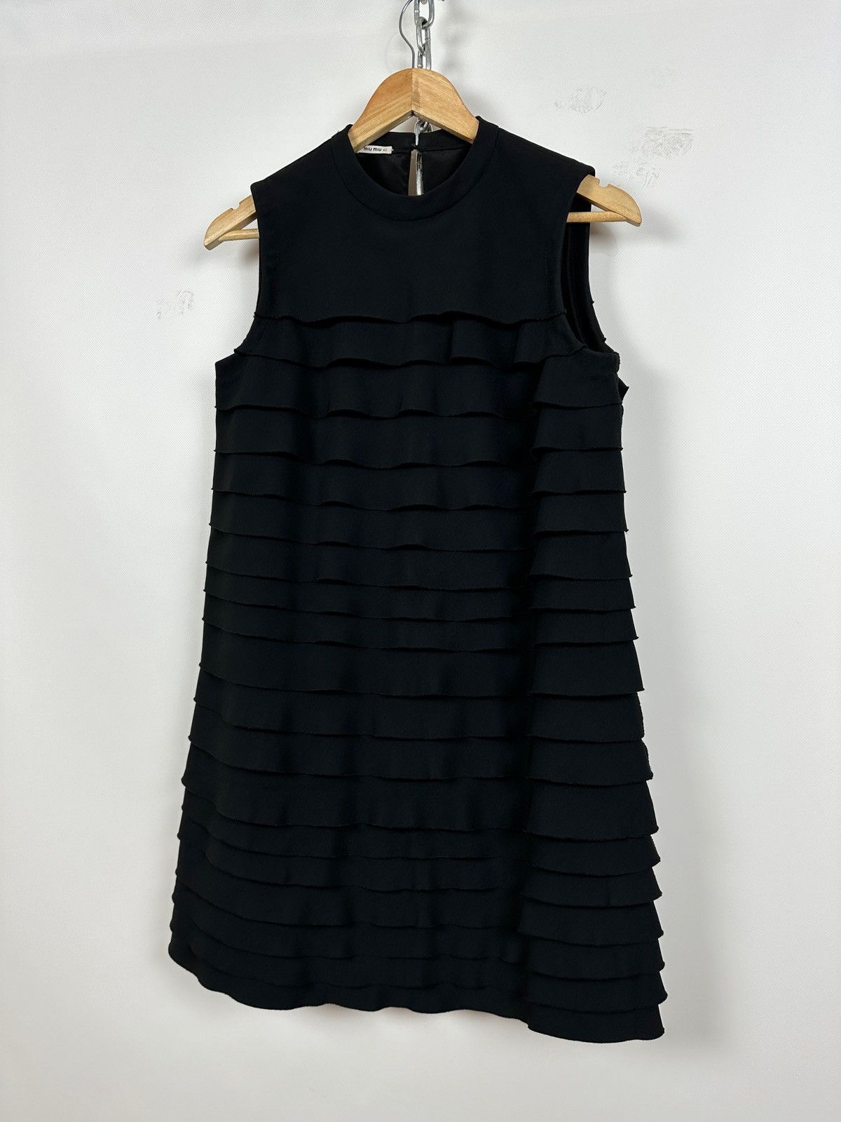 Miu Miu Miu Miu Black Layered Sleeveless Ruffle Textured Dress Size S / US 4 / IT 40 - 3 Thumbnail