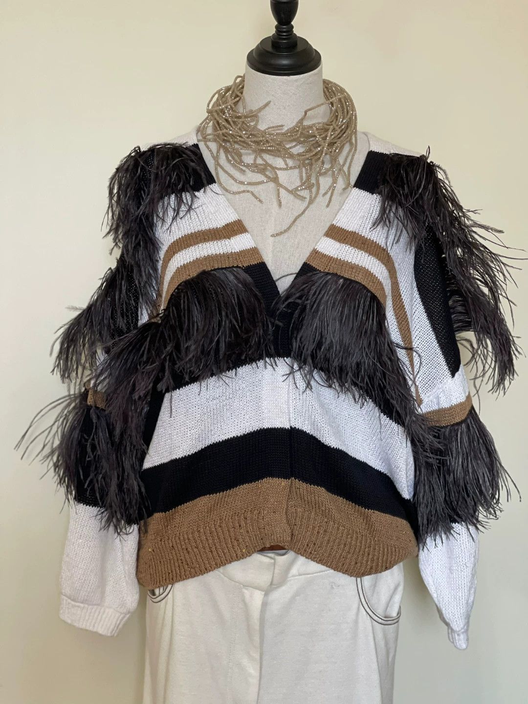 Brunello Cucinelli Brunello Cucinelli Feather Sequin Cardigan Size US L / EU 52-54 / 3 - 1 Thumbnail