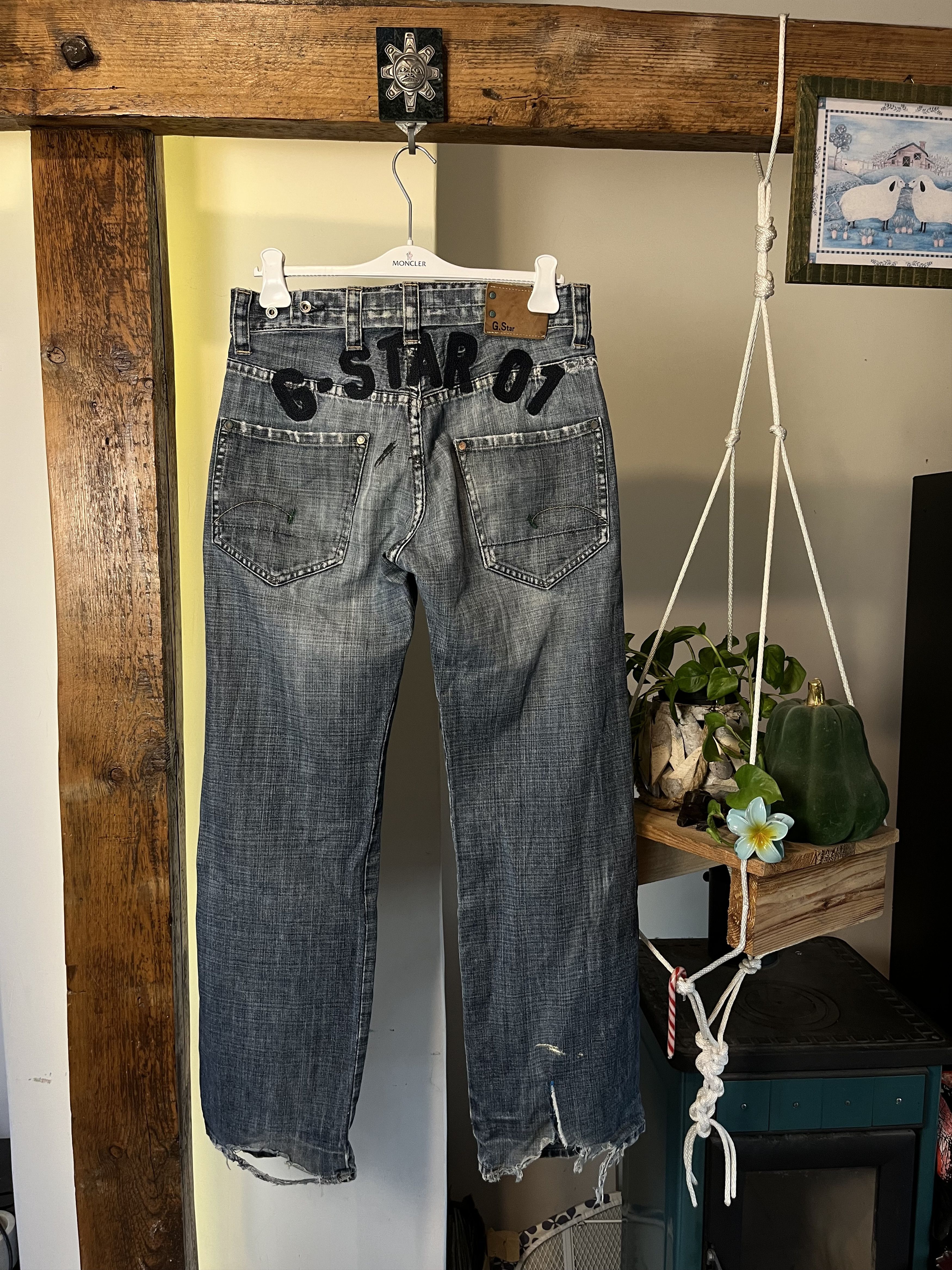 G-Star × Japanese Brand Distressed 90s G Star Raw Embroidered Logo Baggy Jeans Size US 31 - 1 Thumbnail
