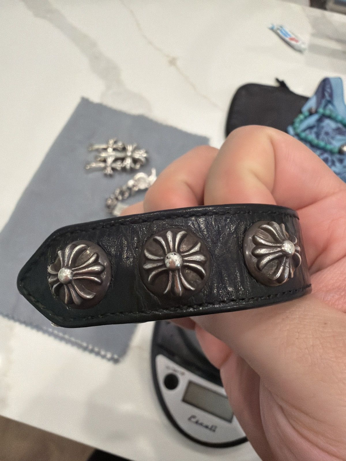 Chrome Hearts 3 button leather bracelet Size ONE SIZE - 2 Thumbnail