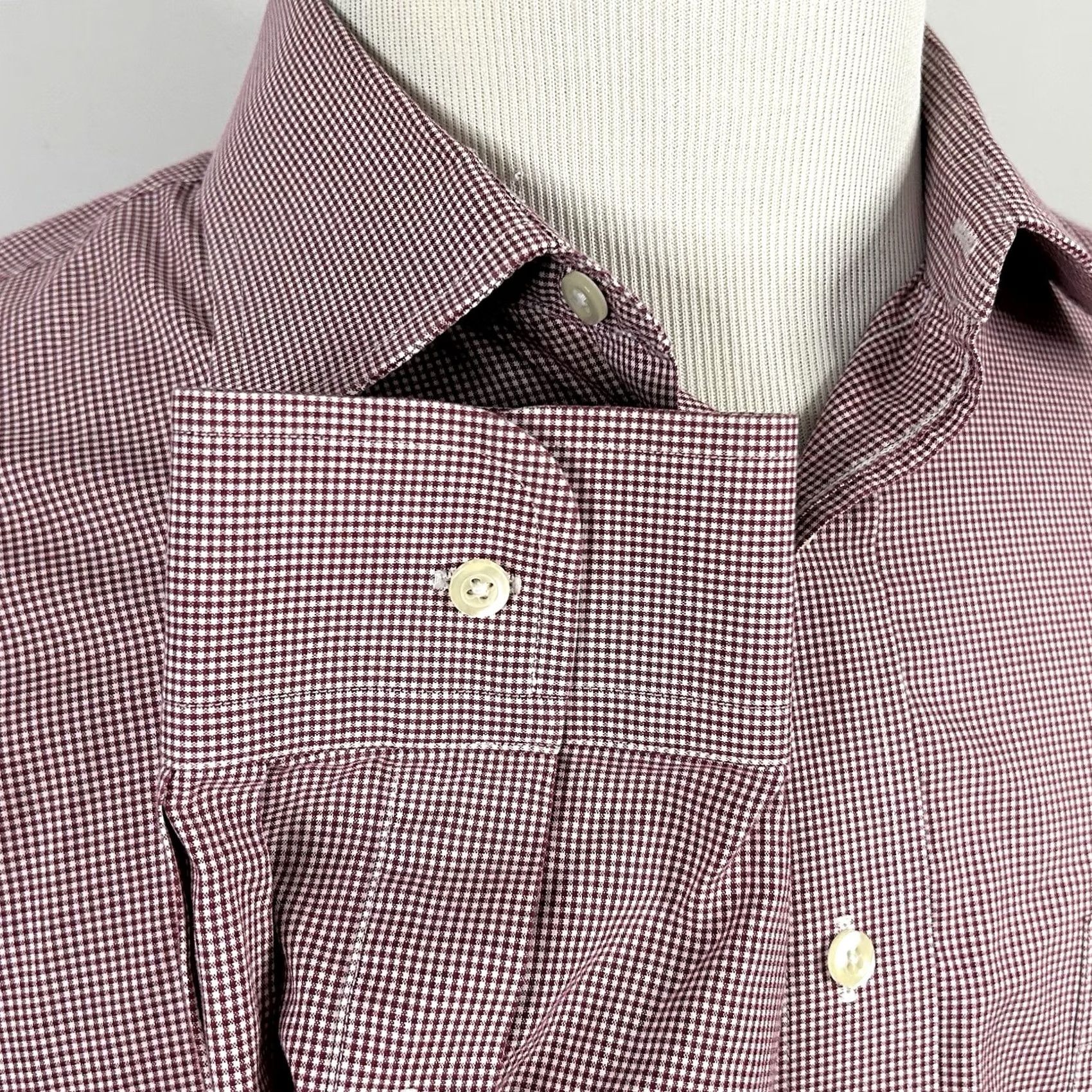 Jos. A. Bank Jos A Bank Dress Shirt 17 33 Tailored Fit Red White Plaid 100% Cotton Formal Mens Size 46R - 4 Thumbnail