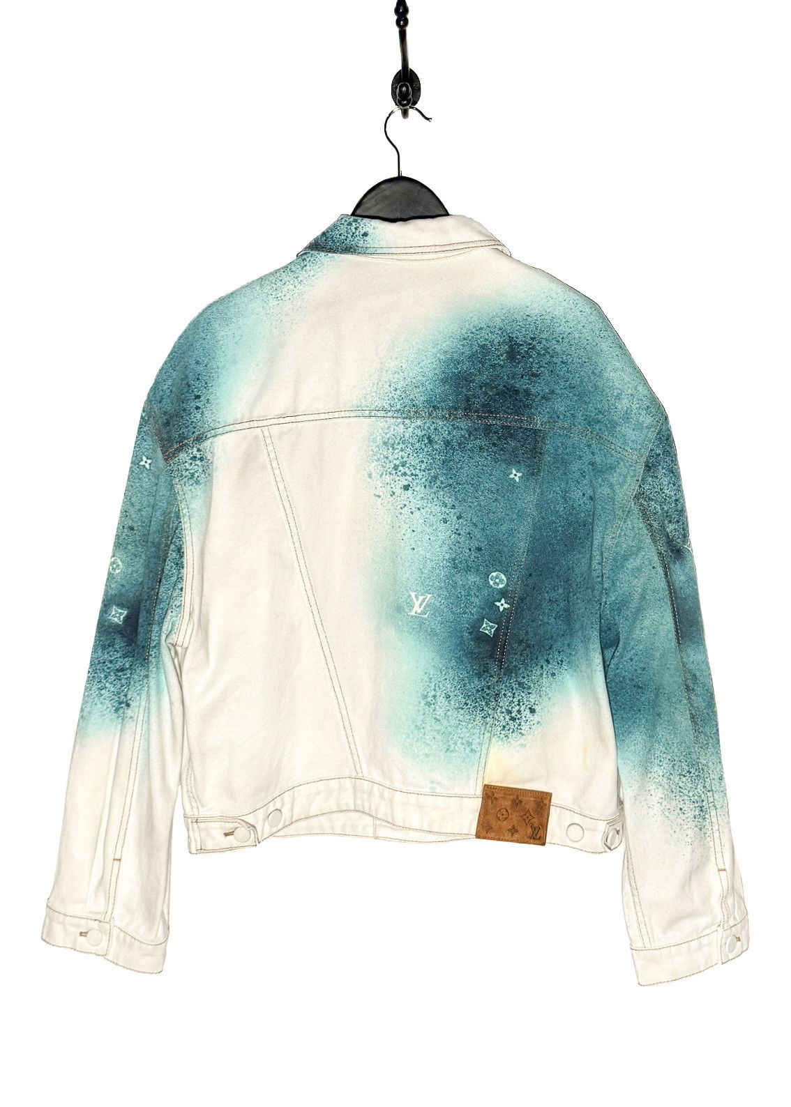 Louis Vuitton Louis Vuitton SS23 Turquoise Spray LV White Denim Jacket Size US L / EU 52-54 / 3 - 3 Thumbnail