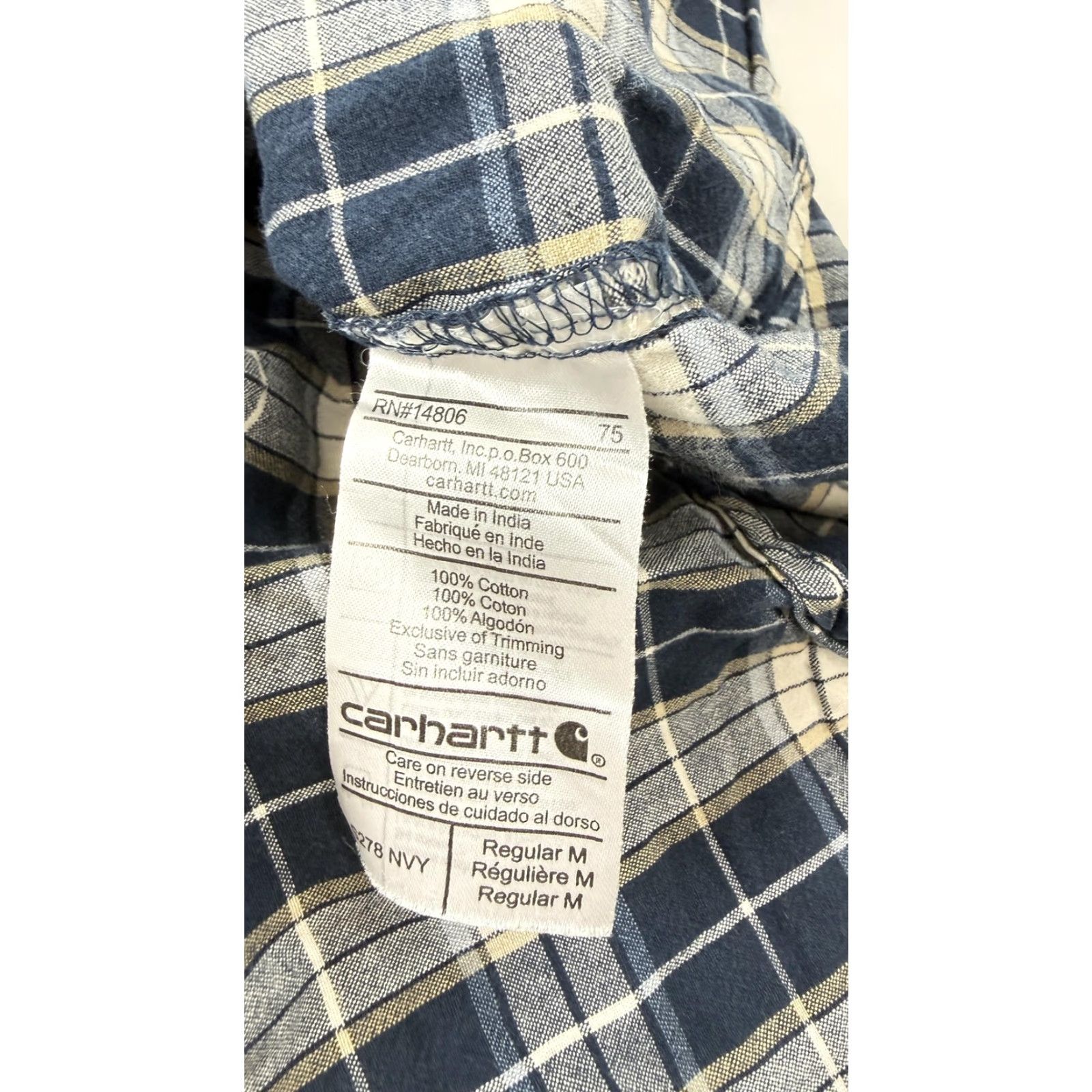 Carhartt Carhartt Shirt Mens Medium Blue Navy Plaid Short Sleeve Button Front Cotton Size US M / EU 48-50 / 2 - 5 Thumbnail