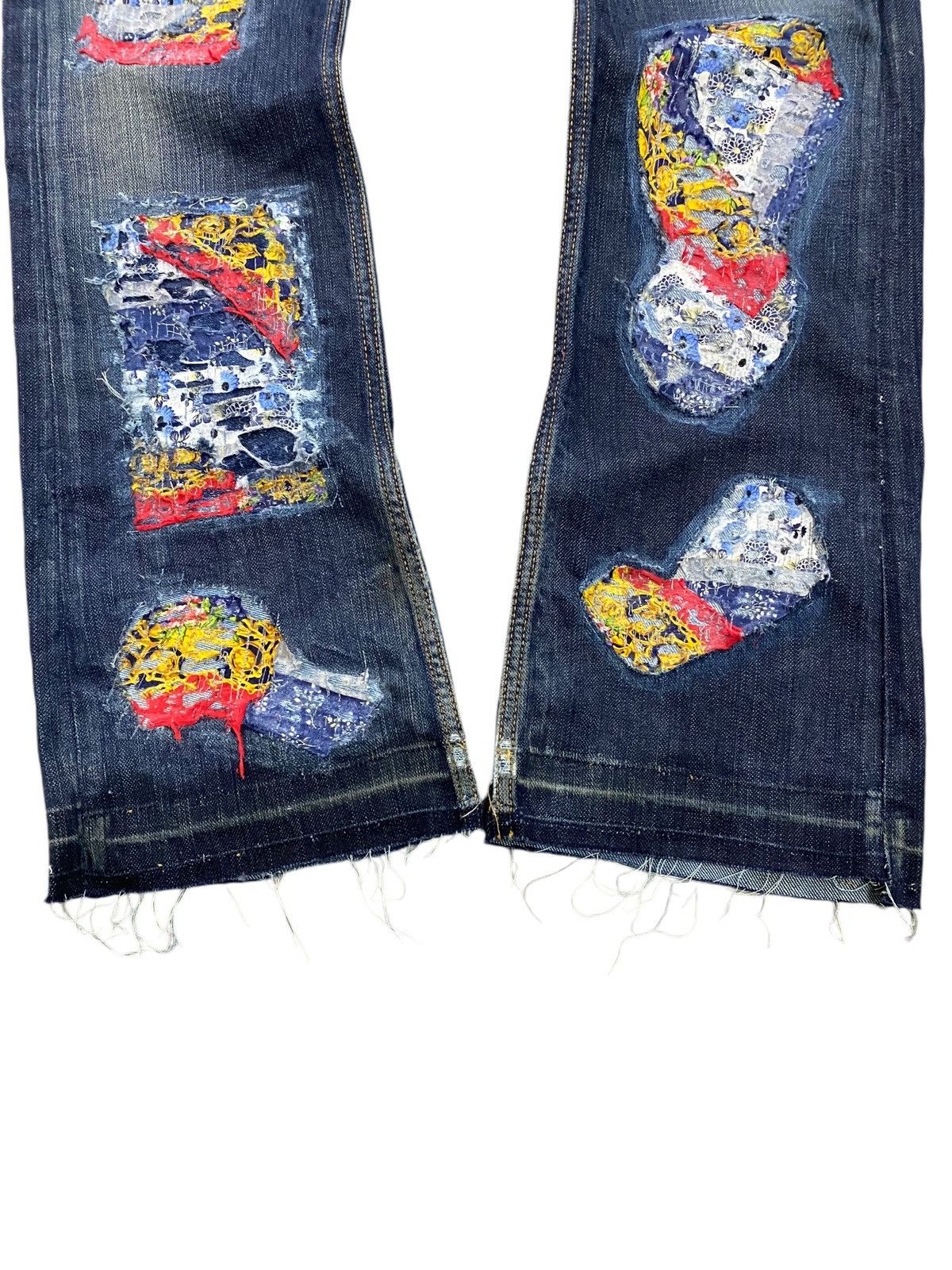 GOSTAR DE FUGA Flare Traveniti Japan Uruboro Distress Stich Denim Patchwork Size US 32 / EU 48 - 4 Thumbnail