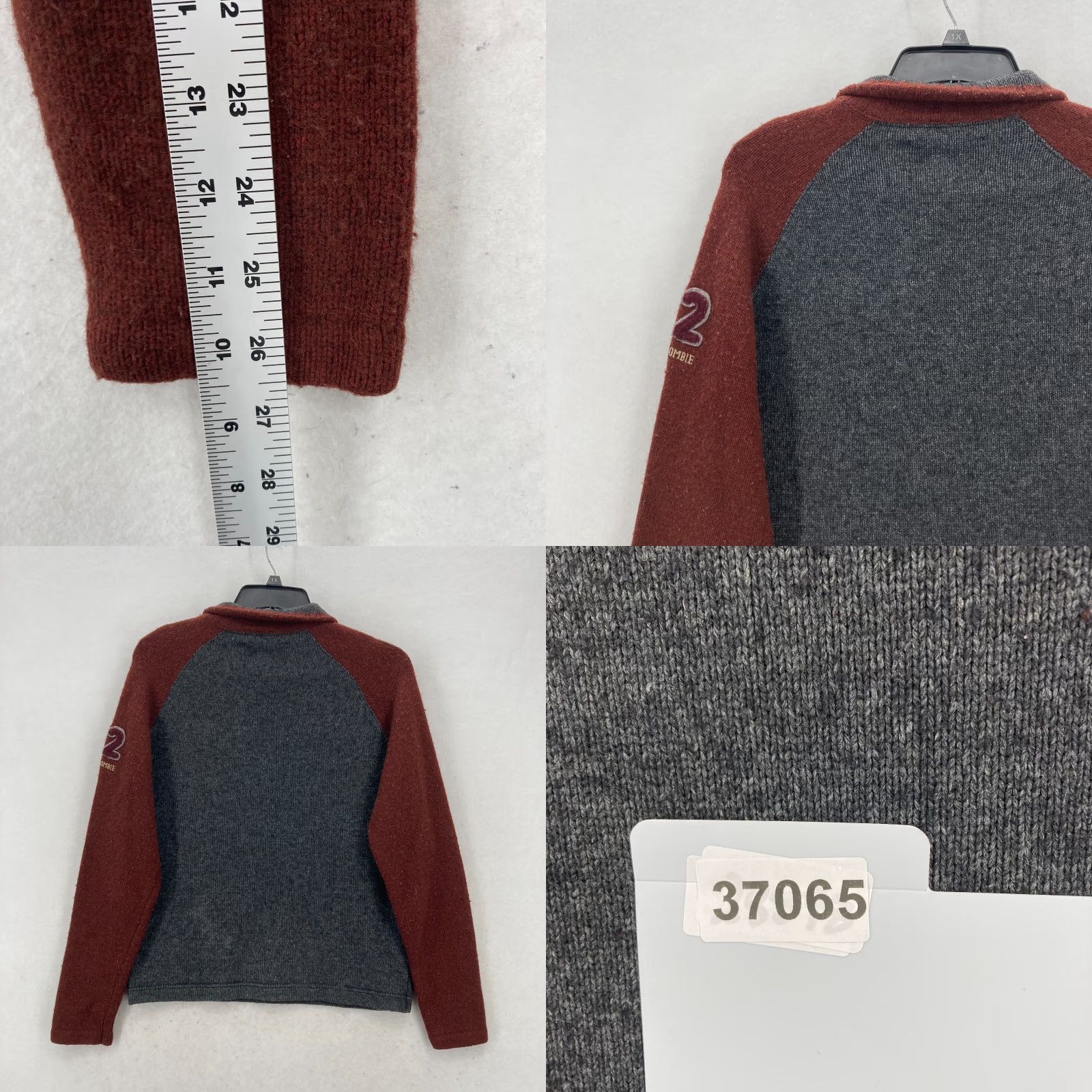 Abercrombie & Fitch VINTAGE Abercrombie & Fitch Wool 1/4 Zip Sweater Mens Large Gray Embroidered Size US L / EU 52-54 / 3 - 8 Thumbnail