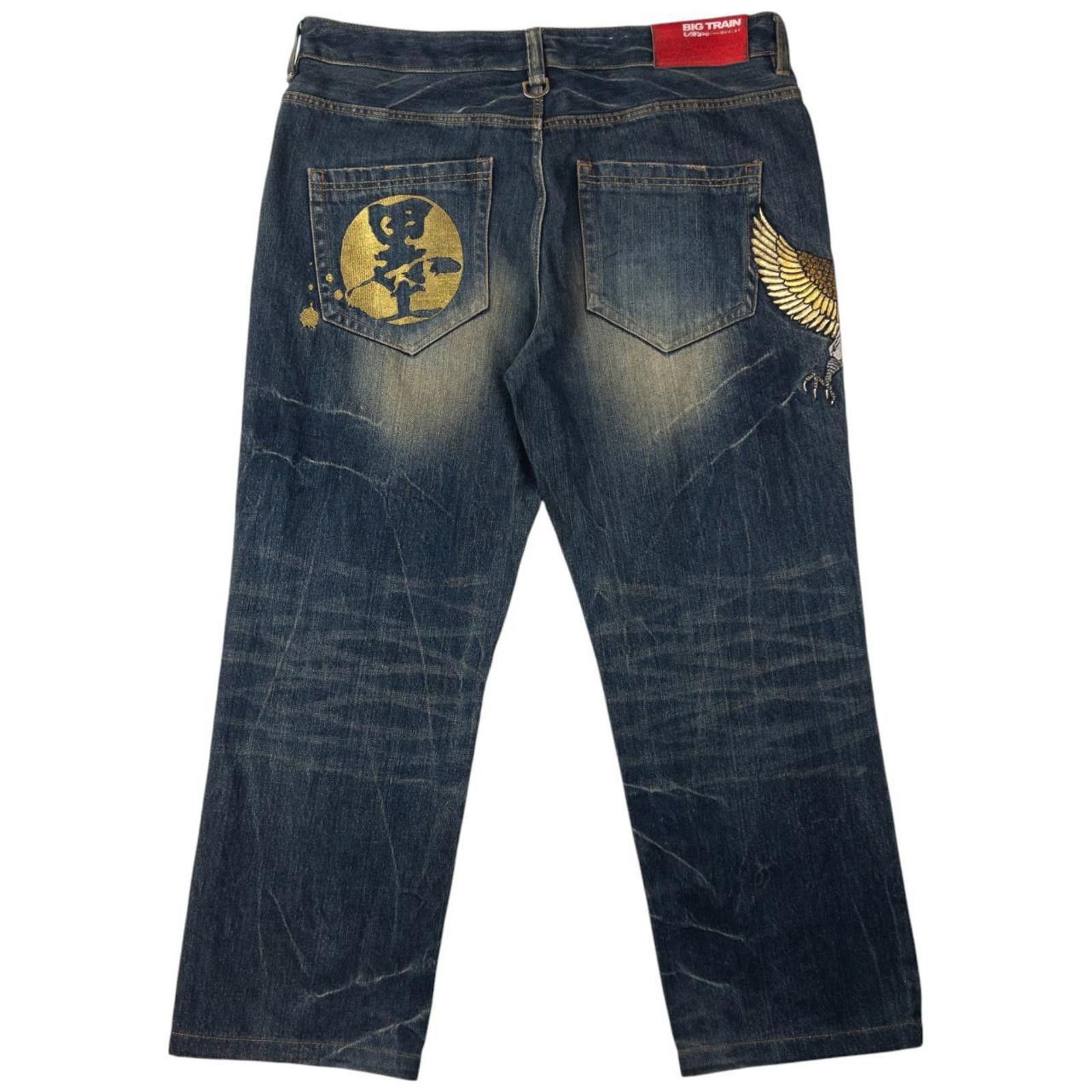 The Unbranded Brand Vintage Big Train Embroidered Eagle Denim Jeans Size W39 Size US 38 / EU 54 - 3 Thumbnail