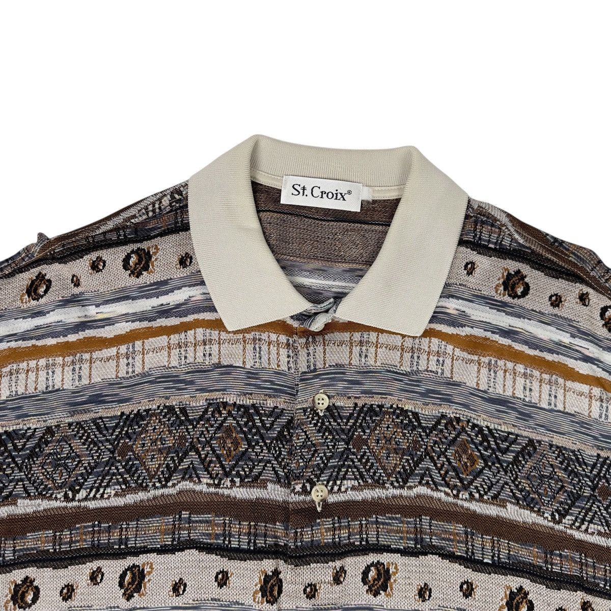 St. Croix St Croix Vintage Polo Men Size XL Brown Geometric Pattern Size US XL / EU 56 / 4 - 2 Thumbnail