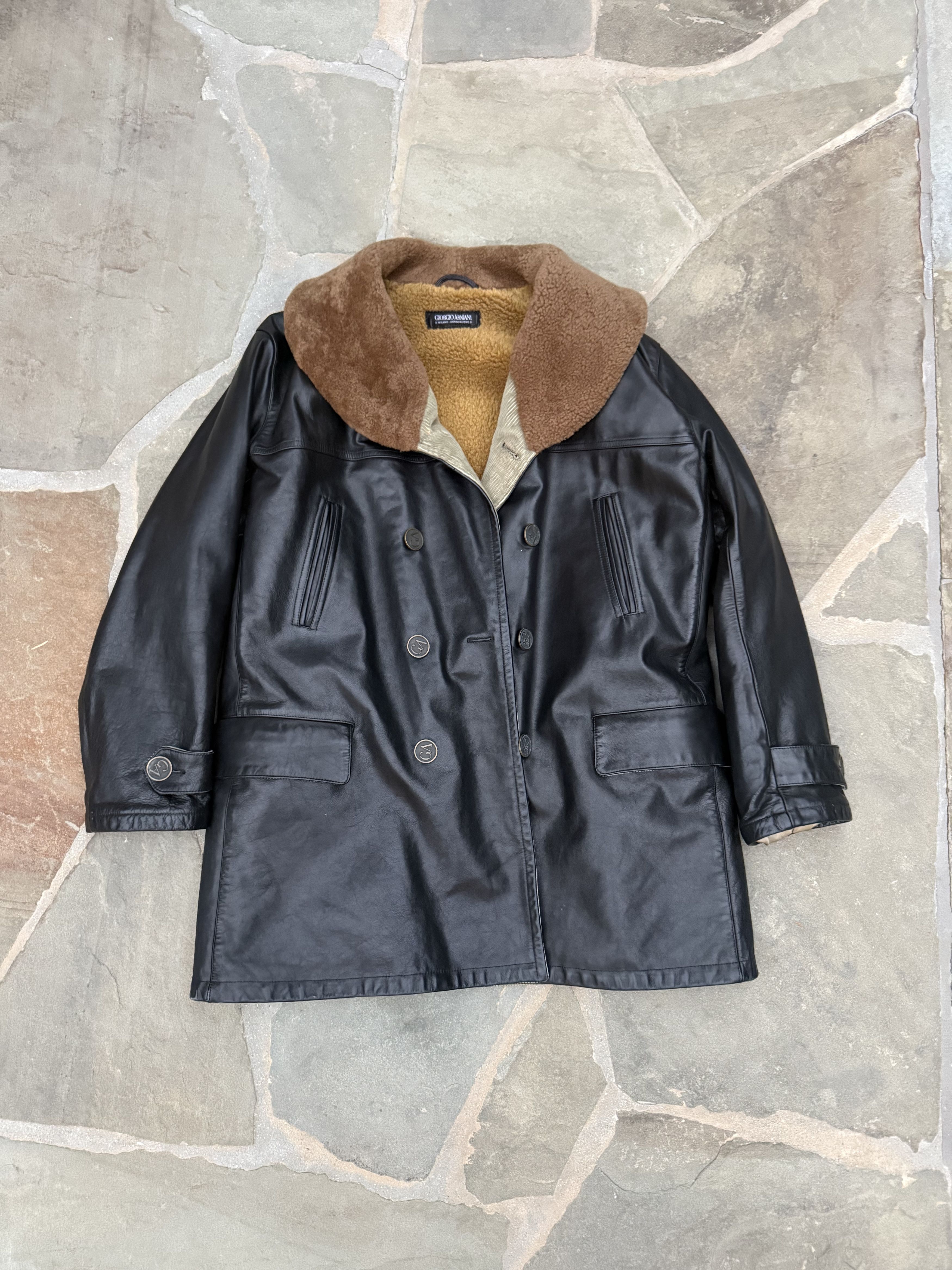 Giorgio Armani Vintage Giorgio Armani Pelle Pelle Sinea Leather Coat Size US L / EU 52-54 / 3 - 1 Thumbnail
