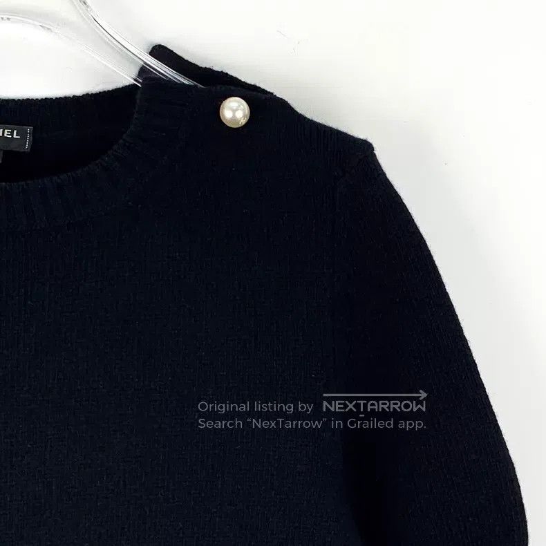 Chanel Chanel Black pearl buckle design cotton round neck short-s Size XS / US 0-2 / IT 36-38 - 3 Thumbnail