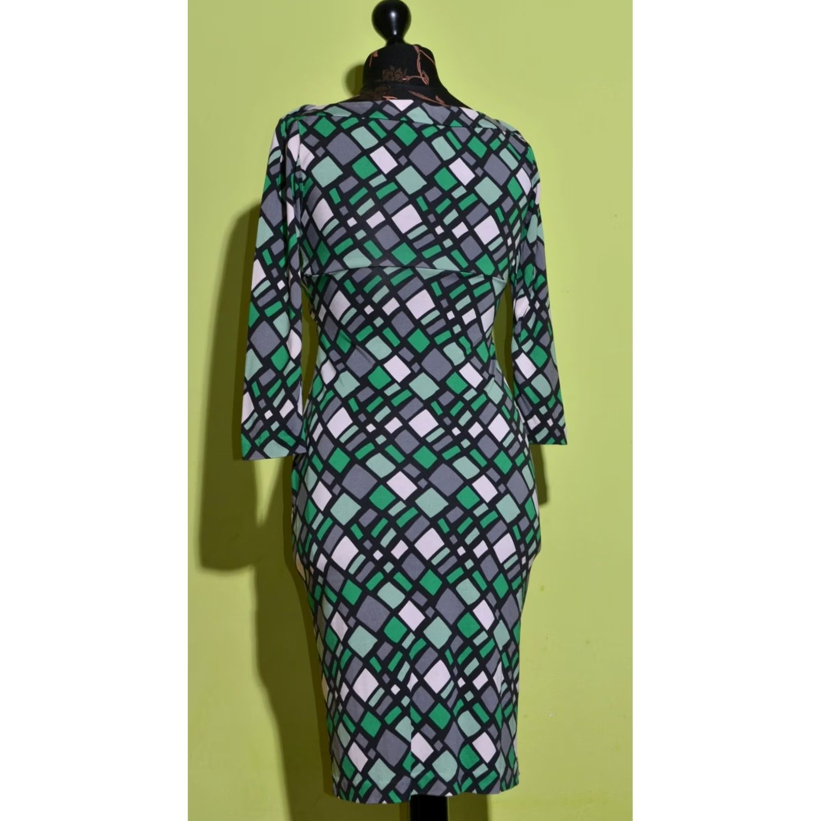 Diane von Furstenberg DVF Diane von Furstenberg Women's 3/4 Sleeve Silk Dress Size 6 Dress Geometric Multicoloured Knee Length Pencil 3/4 Sleeve Womens Size M / US 6-8 / IT 42-44 - 3 Thumbnail