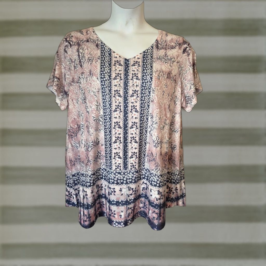 Avenue Avenue Floral Paisley Print Studded Lightweight Casual Top 18/20 Multicolor Bohemian Hippie Blouse Womens Size XXL / US 16-18 / IT 52-54 - 1 Thumbnail