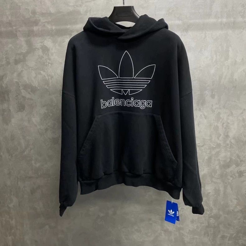 Balenciaga Balenciaga Adidas Black Embroidered Hoodie-2506 Size US M / EU 48-50 / 2 - 1 Thumbnail
