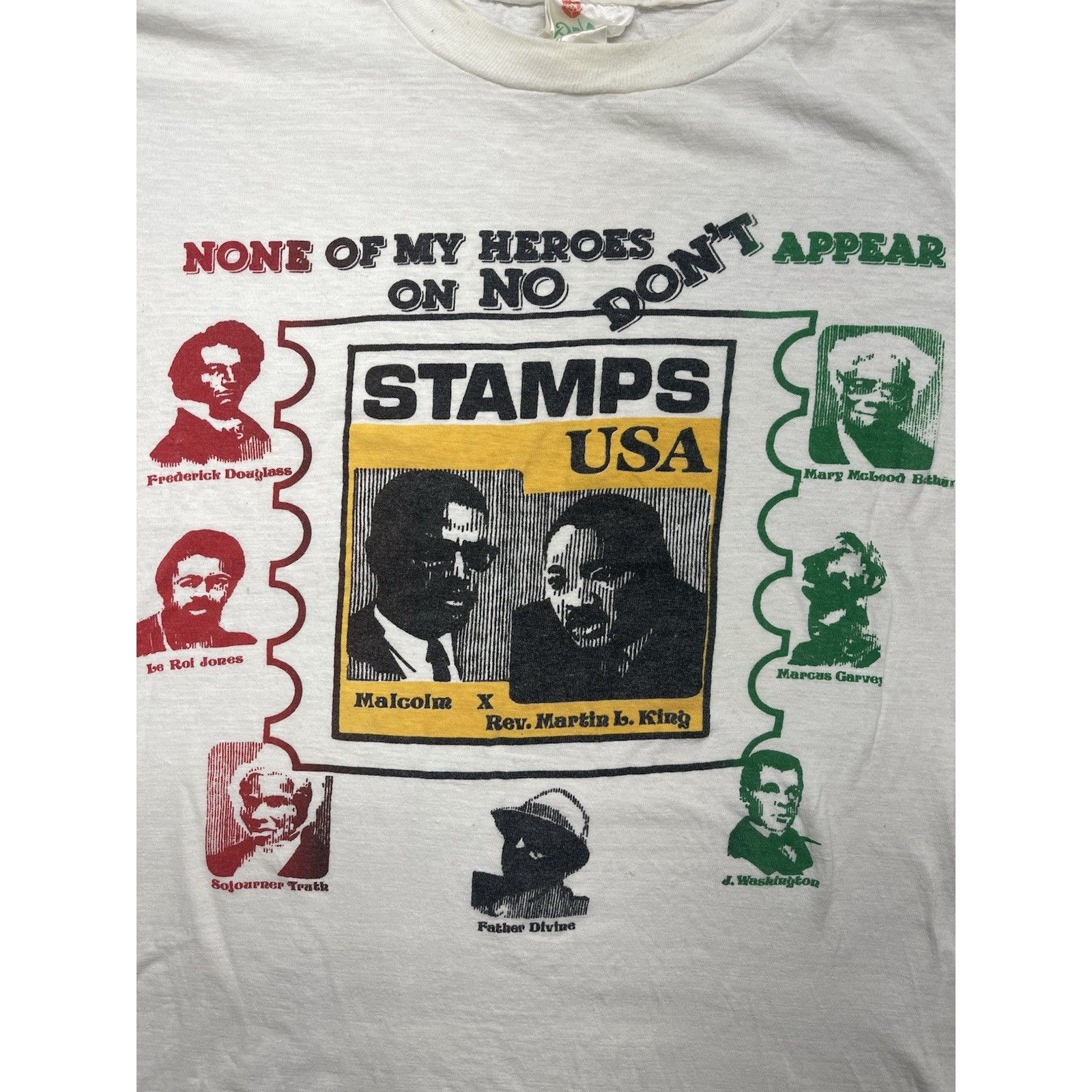 Other Vtg 90s Black Heroes Stamp T-Shirt Malcolm X MLK Douglass Ga Size US XL / EU 56 / 4 - 2 Thumbnail
