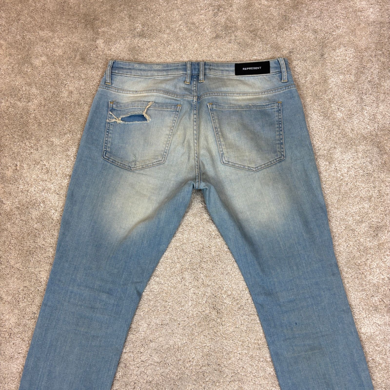 Represent Clo. Represent Essential Jeans Blue Cream Knee Destroyer 32x32 Size US 32 / EU 48 - 4 Thumbnail