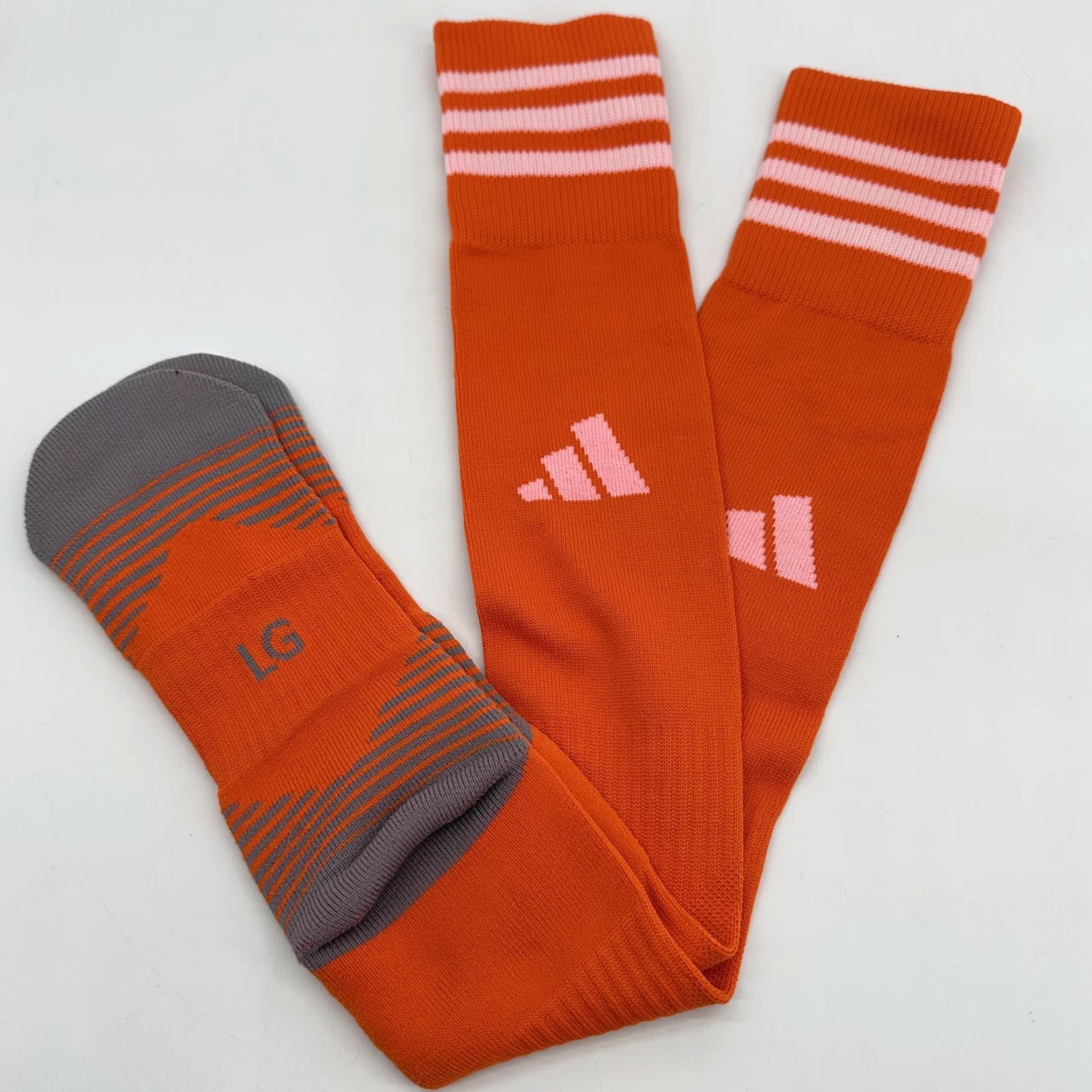 Adidas Adidas Soccer Socks Mens Large Orange Knee High Striped LG Athletic Sports Size ONE SIZE - 2 Thumbnail