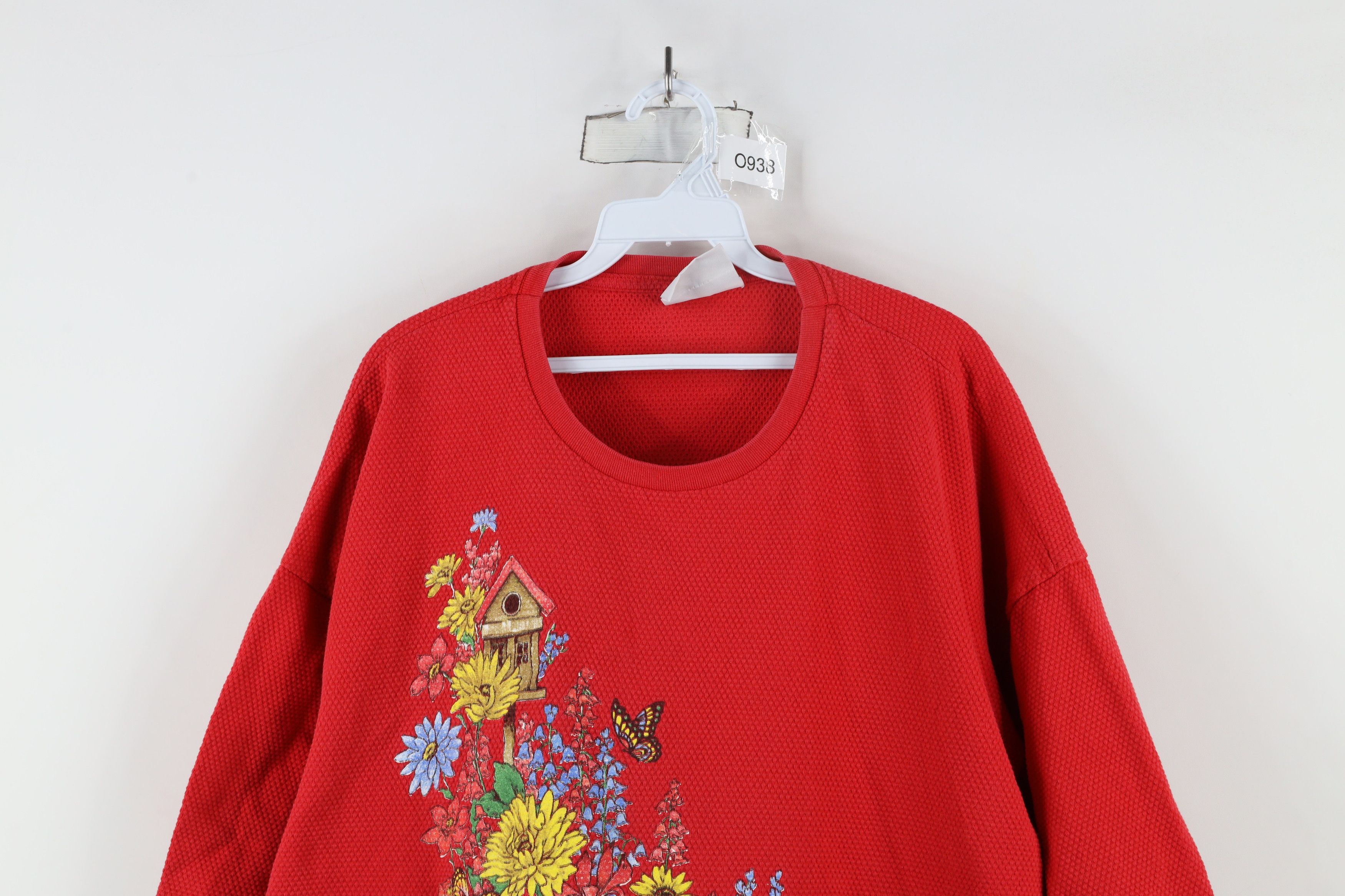 Vintage Vintage 90s Streetwear Flower Thermal Waffle Knit T-Shirt Size 3XL / US 20-22 - 2 Thumbnail