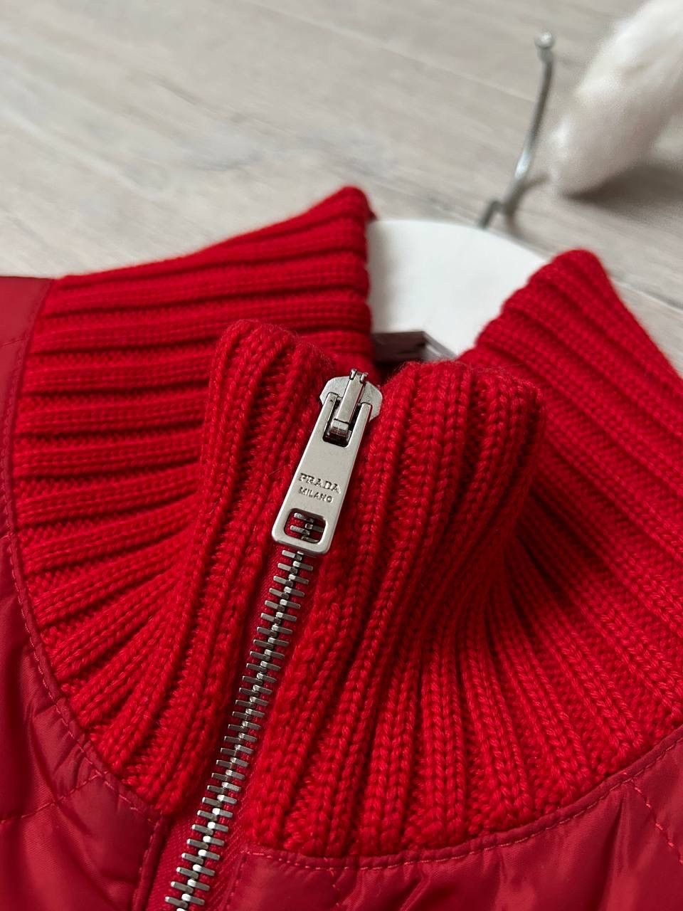 Prada Legendary Prada Milano Quilted Wool Knit Zip Red Jacket Size US M / EU 48-50 / 2 - 3 Thumbnail