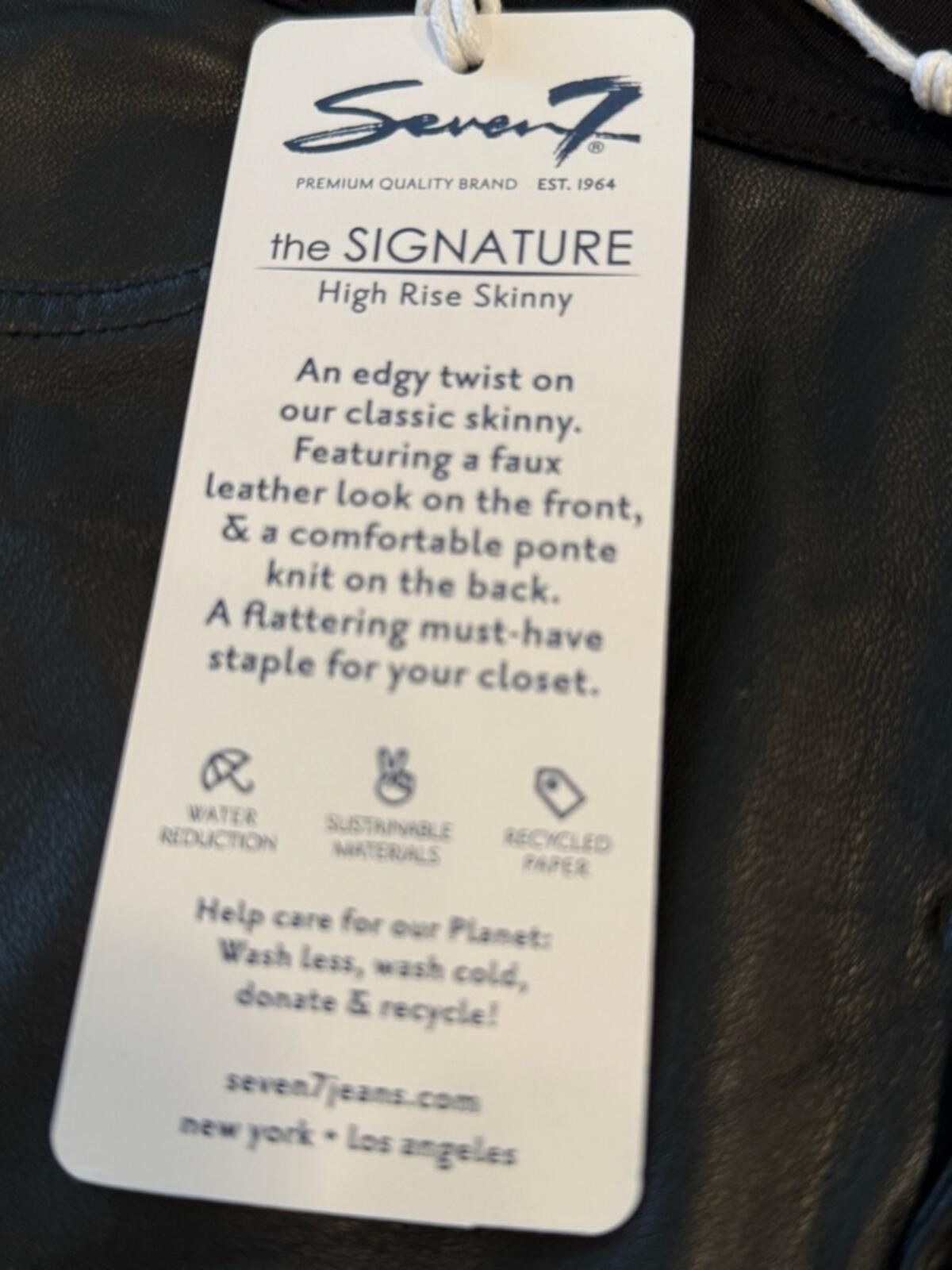 Seven 7 Seven7 High Rise Skinny black faux leather/ponte pants SZ 10 Size 32" / US 10 / IT 46 - 9 Thumbnail