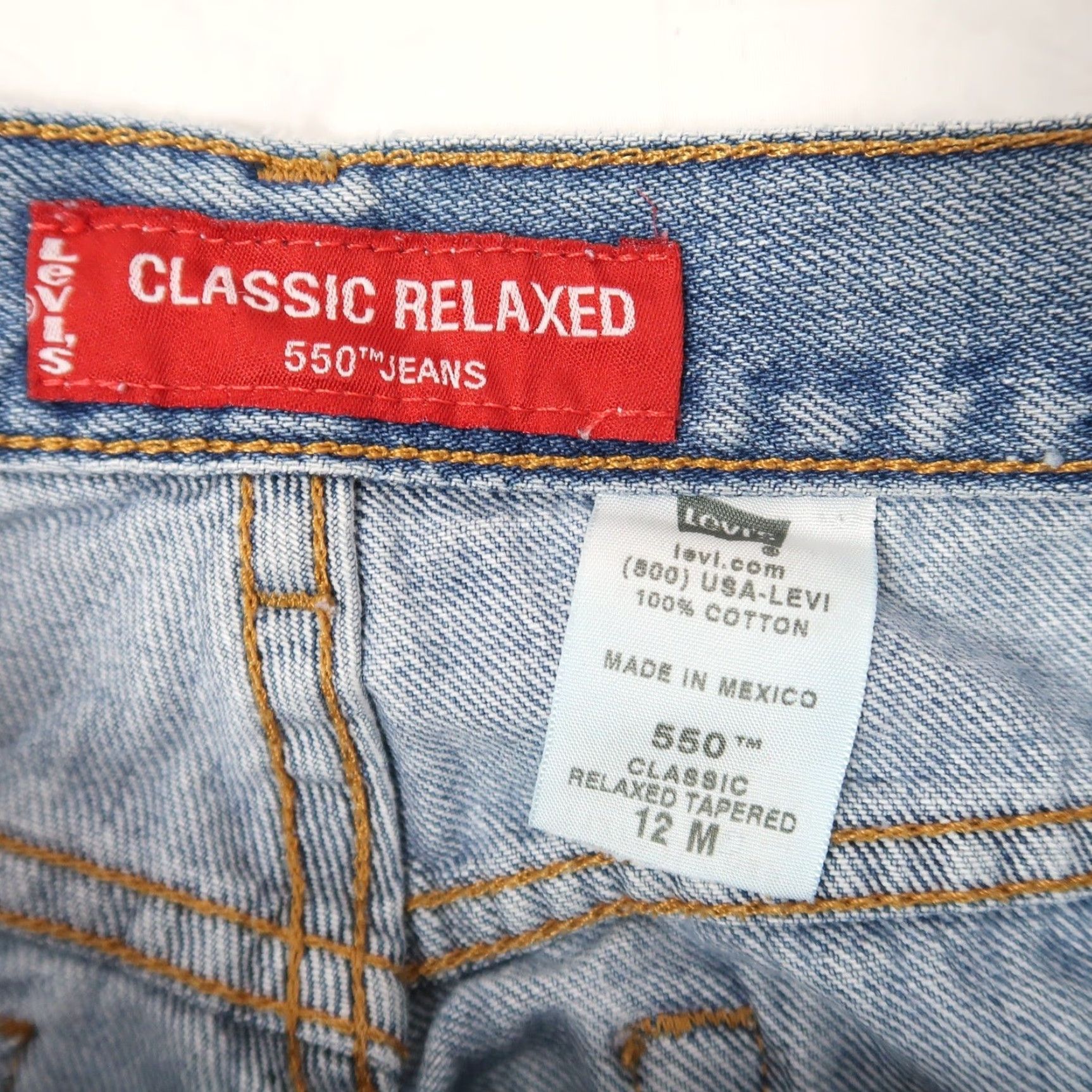 Levi's VINTAGE Levi's 550 Classic Relaxed Straight Jeans Womens 12 Light Wash Blue Denim 100% Cotton 90s Style Girls? Size 34" / US 12 / IT 48 - 4 Thumbnail