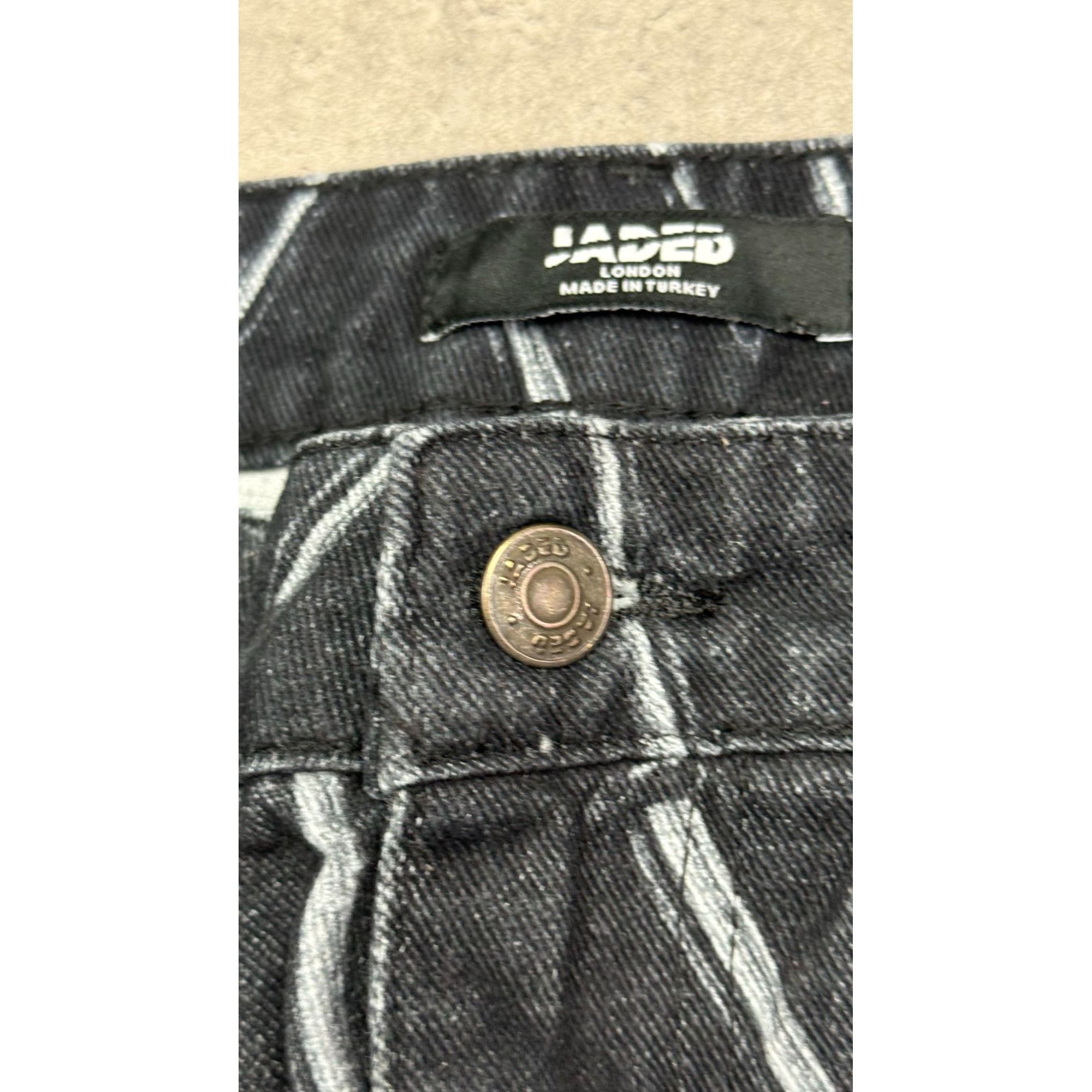 Jaded London Jaded London W32 Black Denim Jeans All-Over White Nail Print Size US 30 / EU 46 - 6 Thumbnail