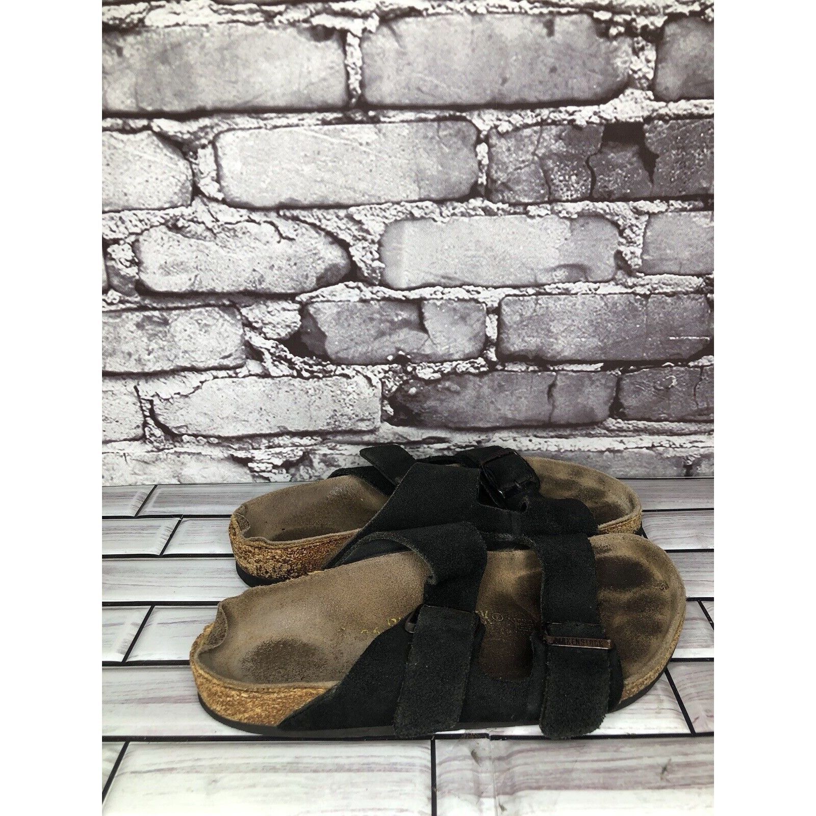 Birkenstock Birkenstock Arizona Black Suede Leather Cork Slides Sandals Size US 6 / IT 36 - 10 Thumbnail