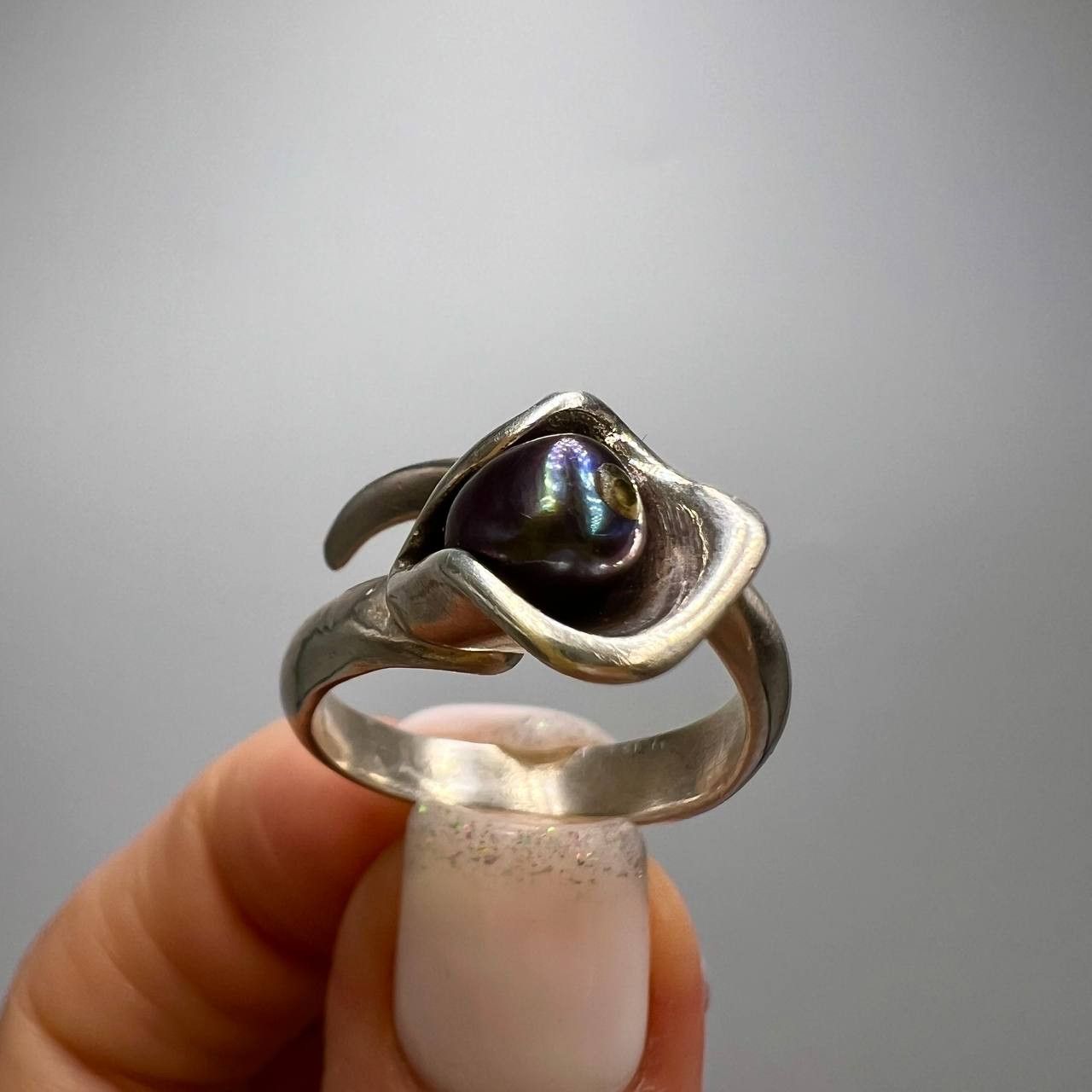 Sterling Silver × Vintage Vintage Ring Sterling Silver 925 Natural Pearl S 8 Size ONE SIZE - 1 Thumbnail