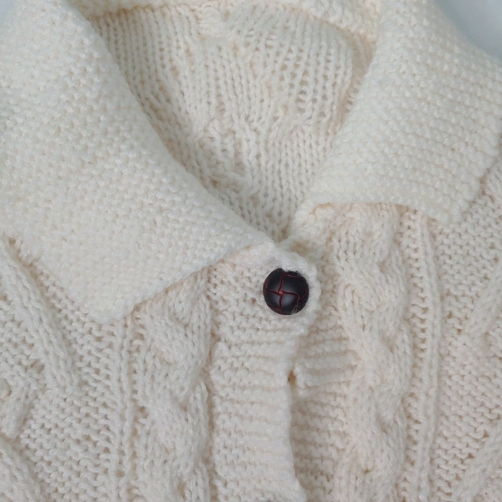 Vintage VINTAGE Handmade Women's Fisherman Cardigan Sweater Large Aran Cable Knit Ivory Fall Winter Size S / US 4 / IT 40 - 5 Thumbnail