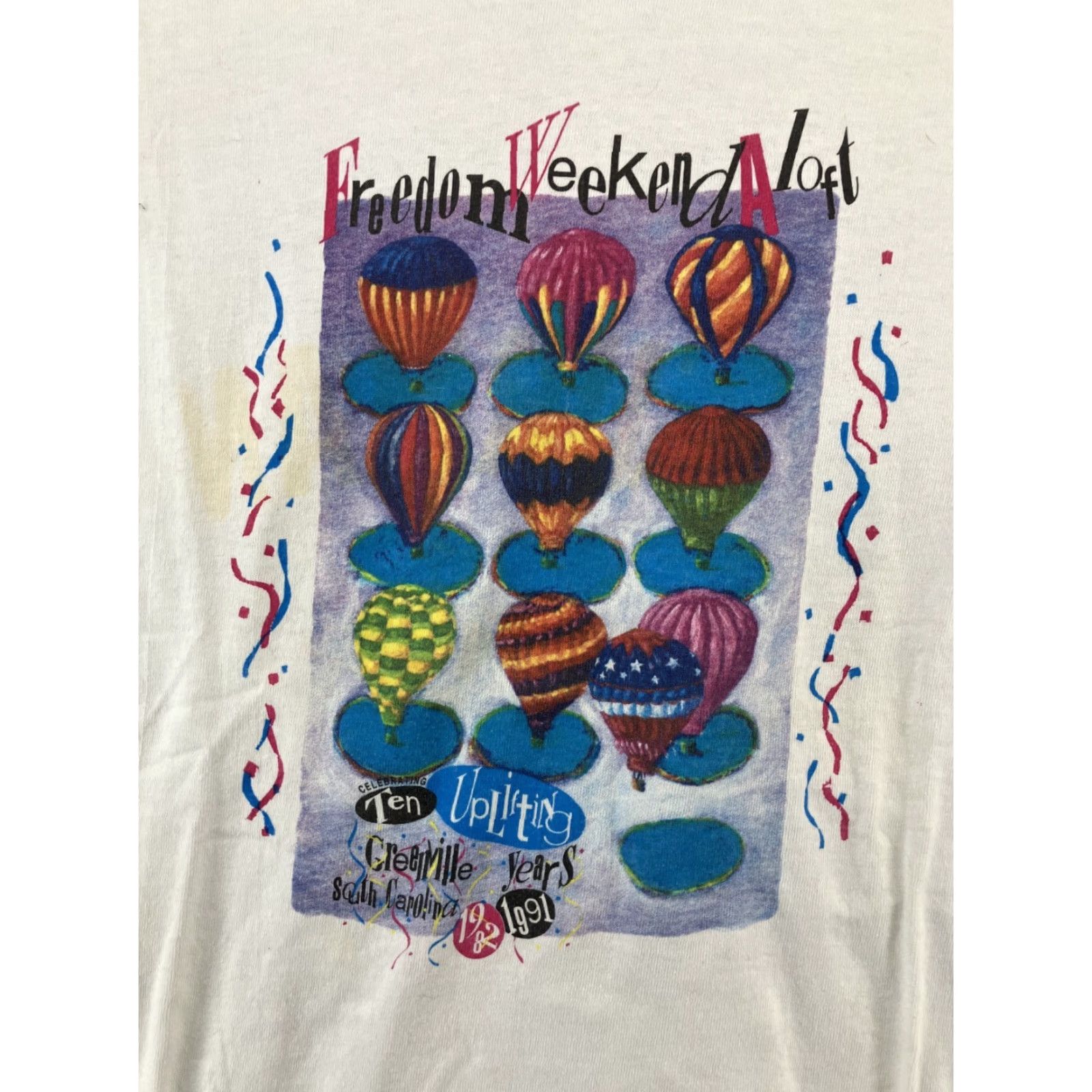 Anvil VINTAGE Freedom Weekend Aloft TShirt Adult S White USA Event Balloons Men's Shirt Small White USA 90s Theme Size US S / EU 44-46 / 1 - 2 Thumbnail