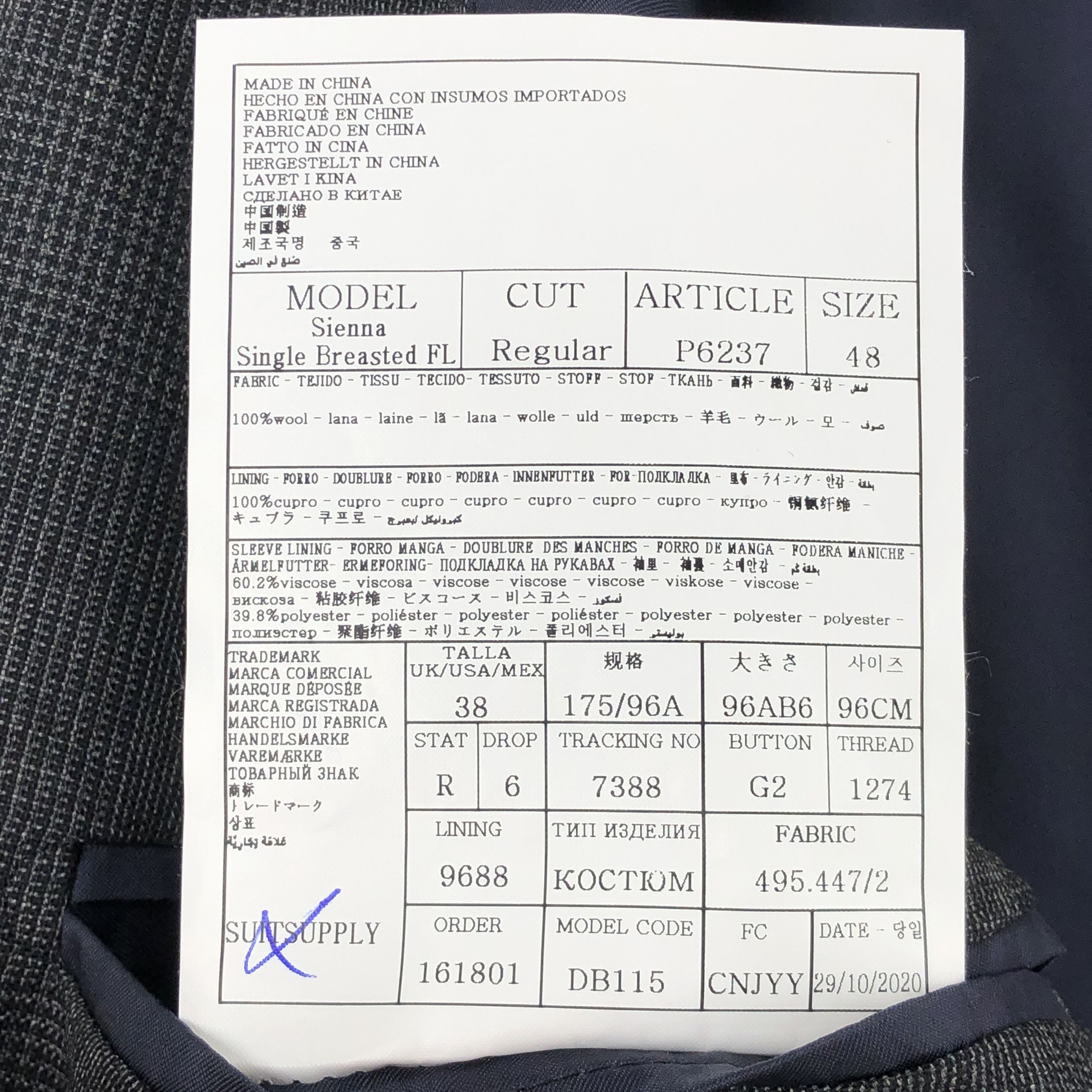 Suitsupply Sienna Single Breasted Wool Blazer Size EU:48 UK:38; US:38R Size 38R - 9 Thumbnail
