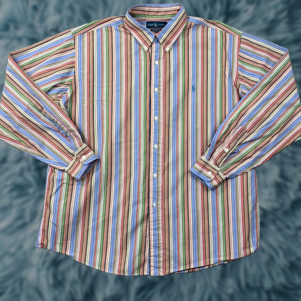 Ralph Lauren Ralph Lauren Button-Down Shirt Mens Striped Cotton 2XL Custom Fit Multicolor Button-Up Chest Embroidered Logo Size US XXL / EU 58 / 5 - 1 Thumbnail