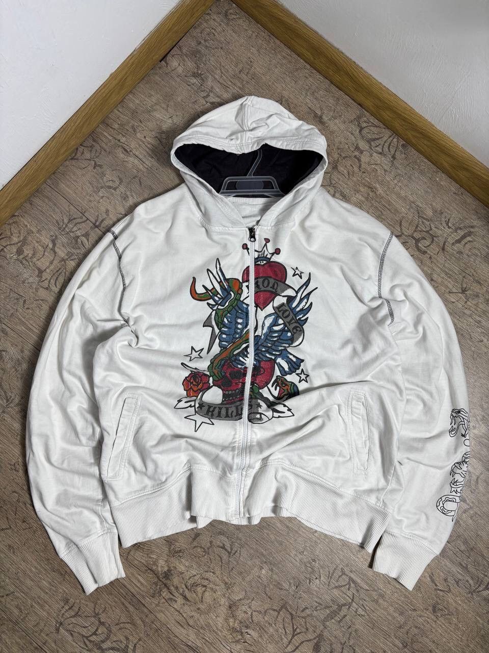 Ed Hardy Y2K Vintage Really Point Like Ed Hardy vibe Skull Zip Hoodie Size US XL / EU 56 / 4 - 1 Thumbnail