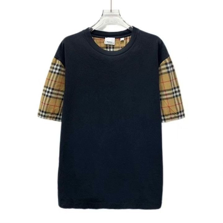 Burberry Burberry Black Plaid Panel Cotton T-Shirt Size US M / EU 48-50 / 2 - 1 Thumbnail