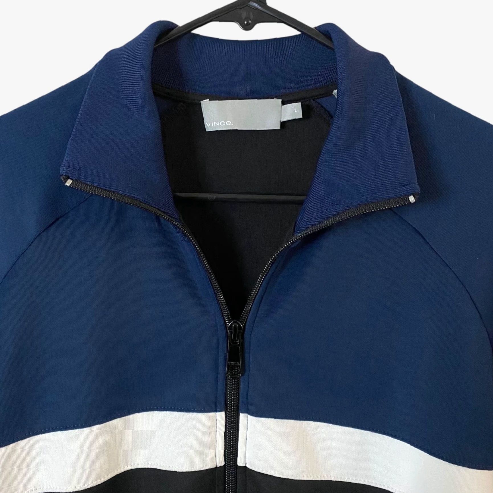Vince Vince Full-Zip Colorblock Track Jacket Mens Large Black Blue Full Zip Activewear Size US L / EU 52-54 / 3 - 5 Thumbnail