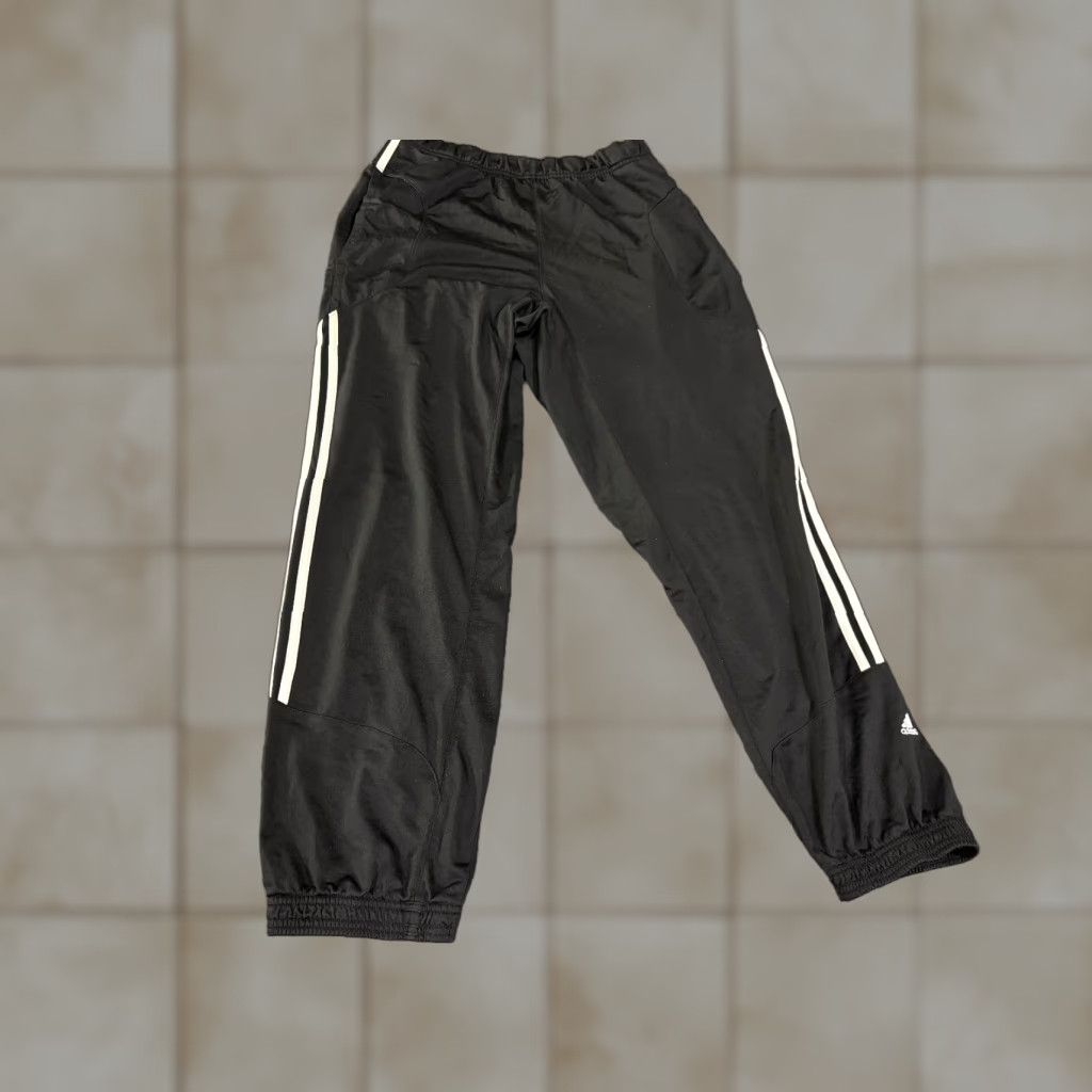 Adidas Adidas Track Pants Mens Large Black Three Stripes Trefoil Athletic Joggers L Black Size US 33 - 1 Thumbnail