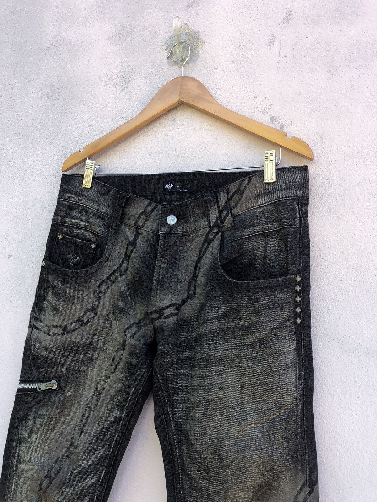 Japanese Brand × Le Grande Bleu (L.G.B.) DeviL’n Bass Printed Chain Zipper Jeans Size US 33 - 4 Thumbnail