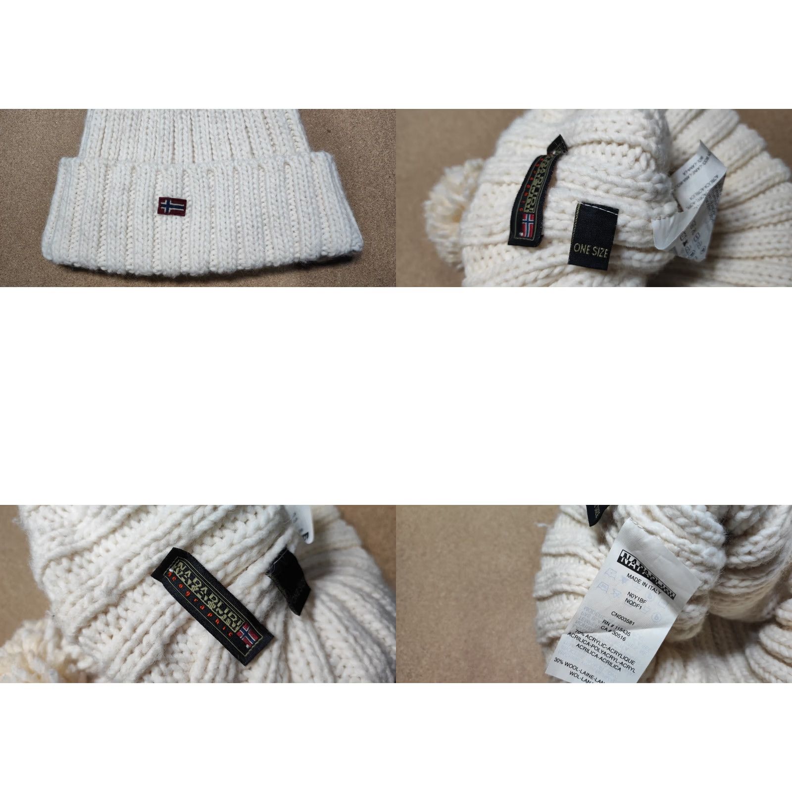 Napapijri Napapijri Beanie One Size White Wool Blend Knitted Pom Pom Norway Size ONE SIZE - 8 Thumbnail