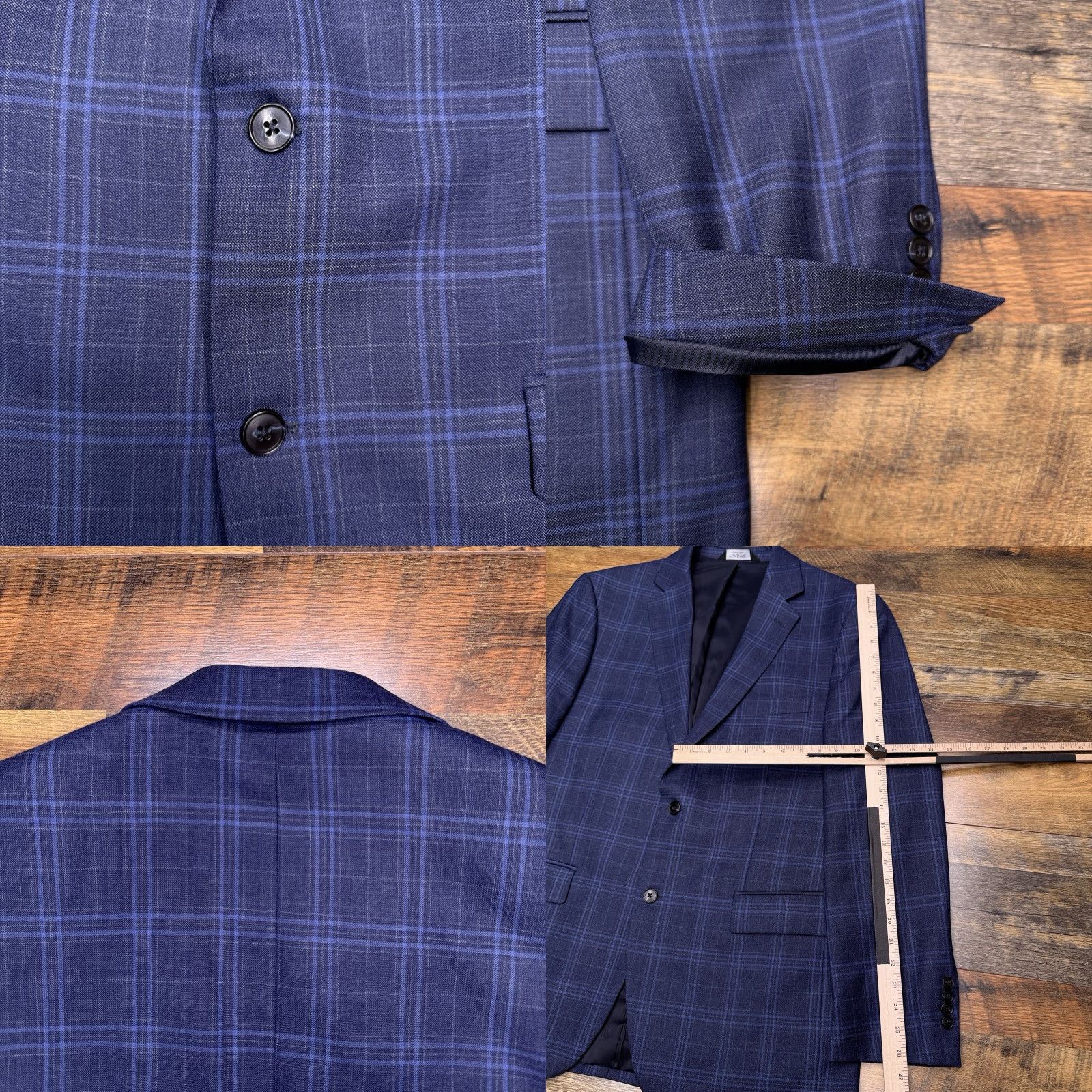 Jos. A. Bank Jos A Bank Traveler Suit Jacket 44 Long Navy Plaid Wool Blazer Wool Blazer Men Regular Long Notch Classic Two-Button Double-Vented Formal Business Size 44R - 8 Thumbnail
