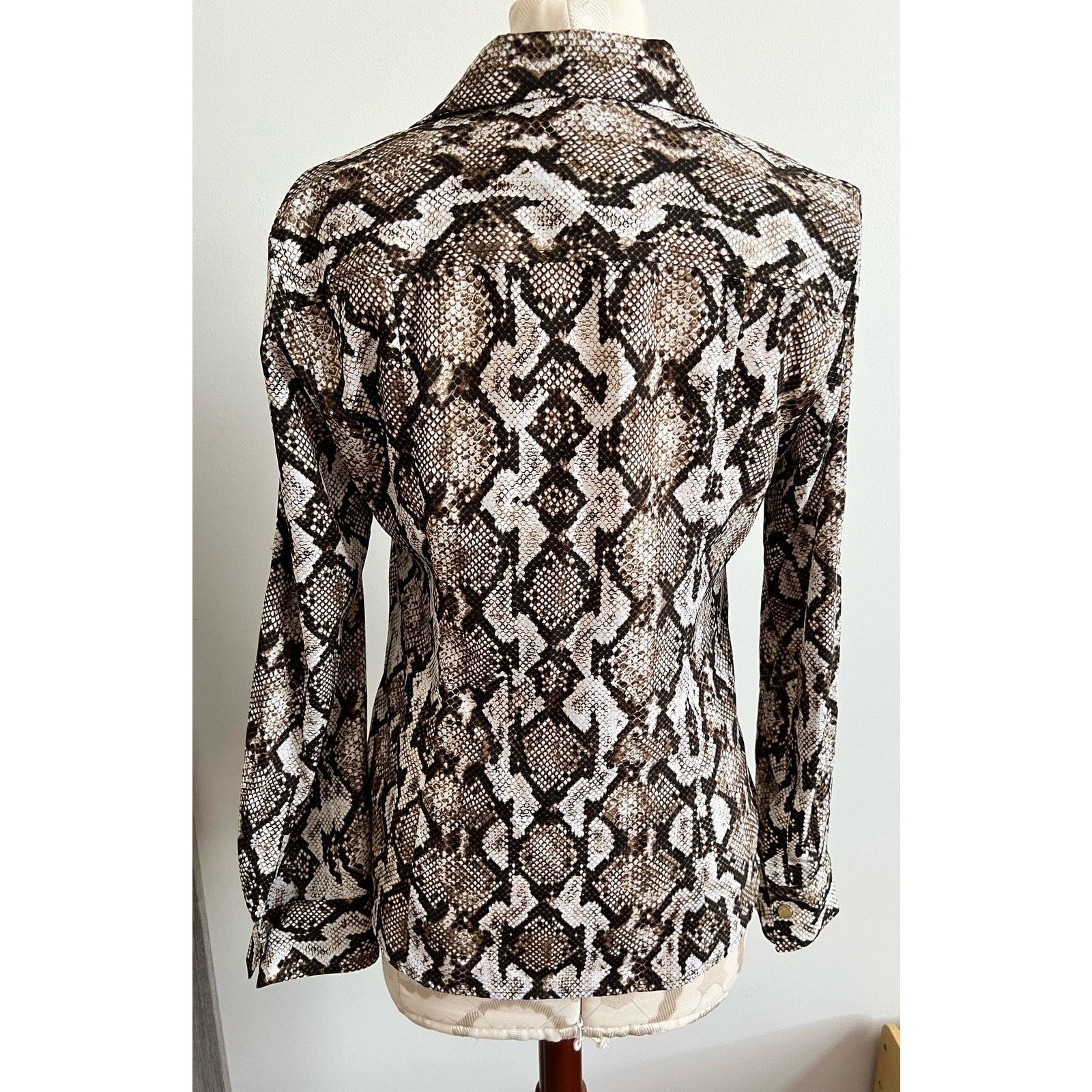 Michael Kors Michael Kors Zip Up Snakeskin Animal Print Blouse Small Size S / US 4 / IT 40 - 3 Thumbnail