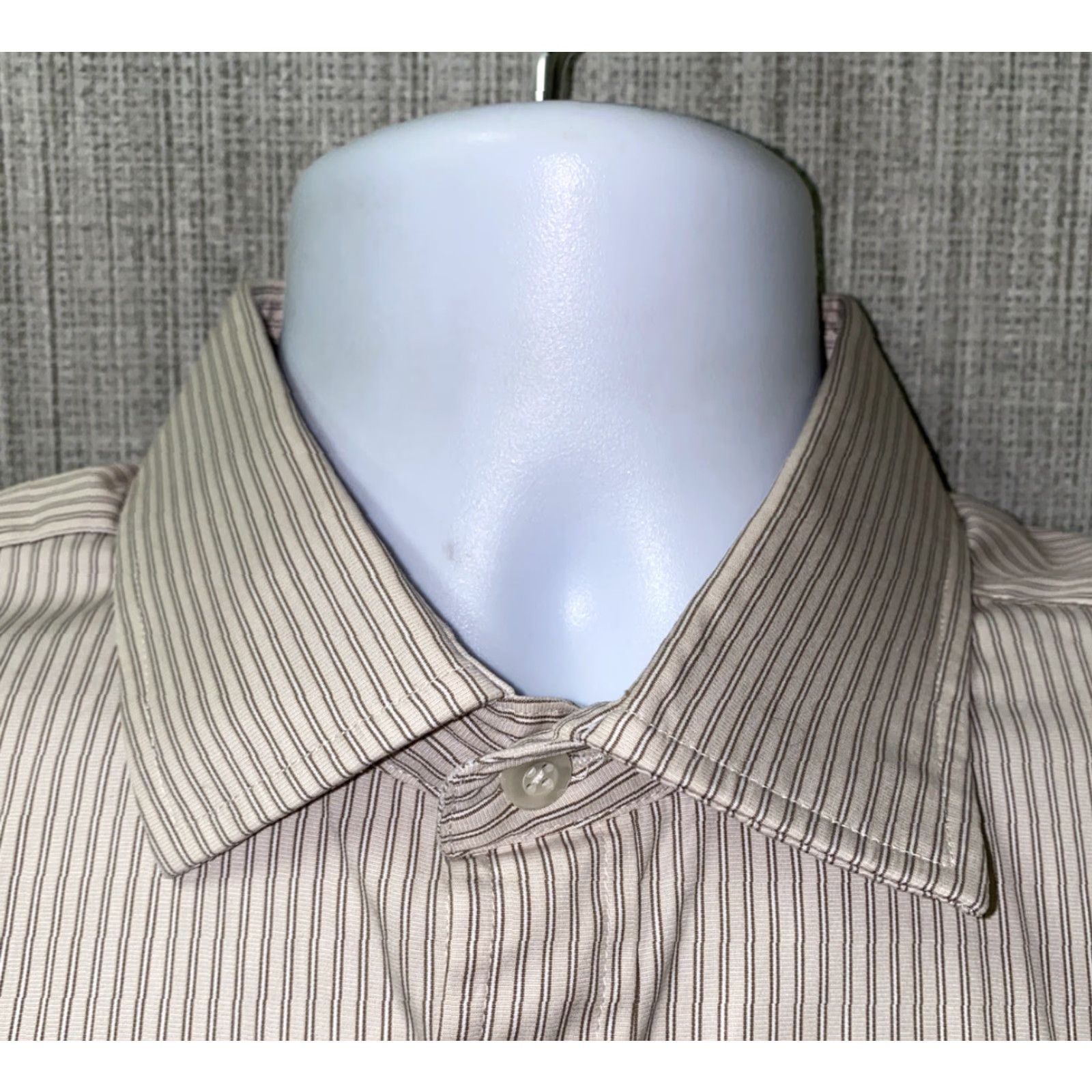 Vintage T.M Lewin Dress Shirt Mens Beige/Gray Striped Long Sleeve Button Front 16 1/2 Size Regular Fully Fitted Womens/N/A Size 42R - 3 Thumbnail