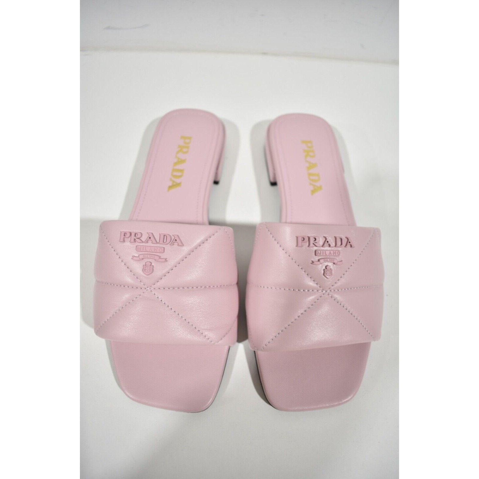Prada Prada Alabastro Pink Quilted Nappa Leather Logo Slide Size US 6 / IT 36 - 7 Thumbnail
