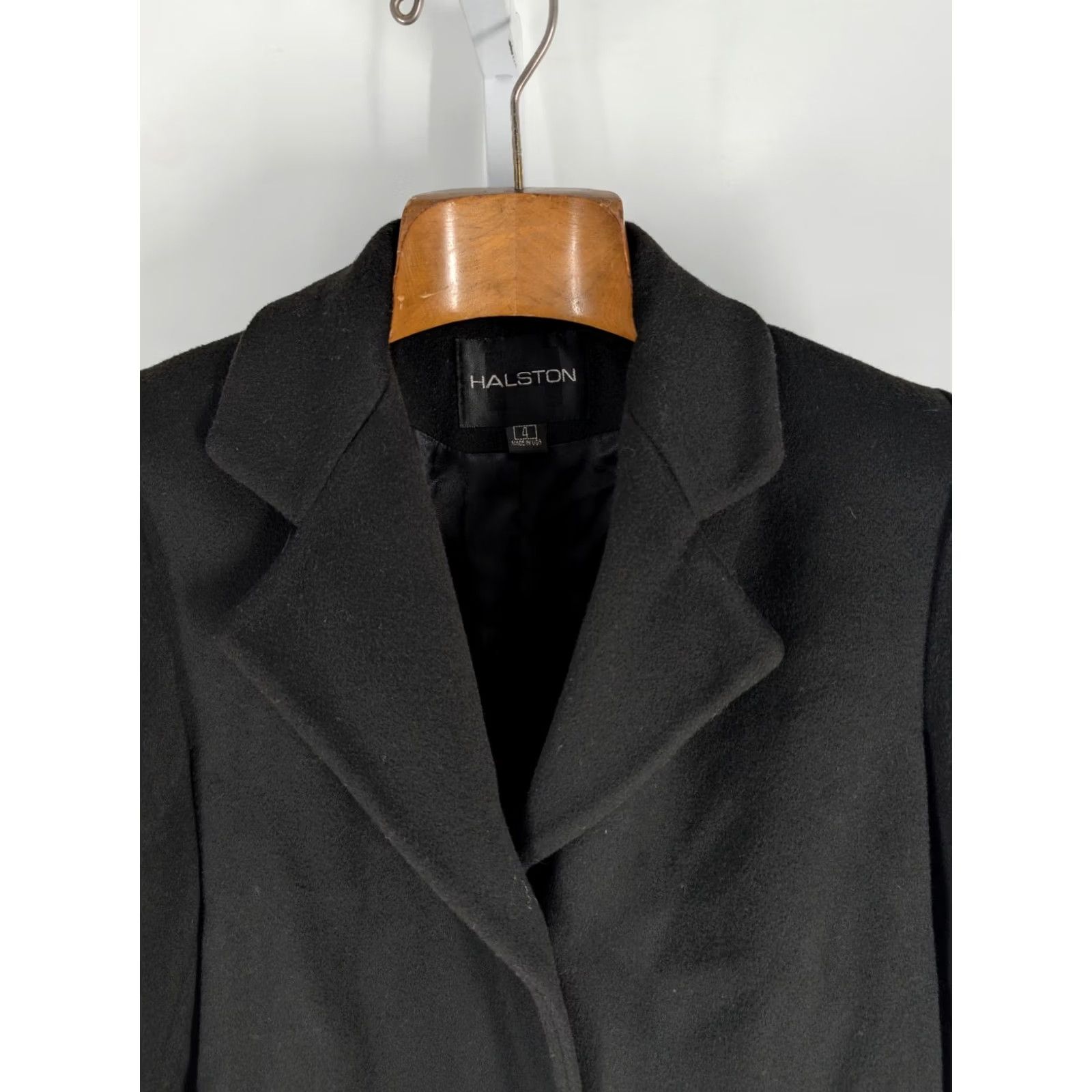 Halston VINTAGE Halston Coat Womens 4 Black Wool Fleece Classic Parka Peacoat USA 70s 80s Size S / US 4 / IT 40 - 4 Thumbnail