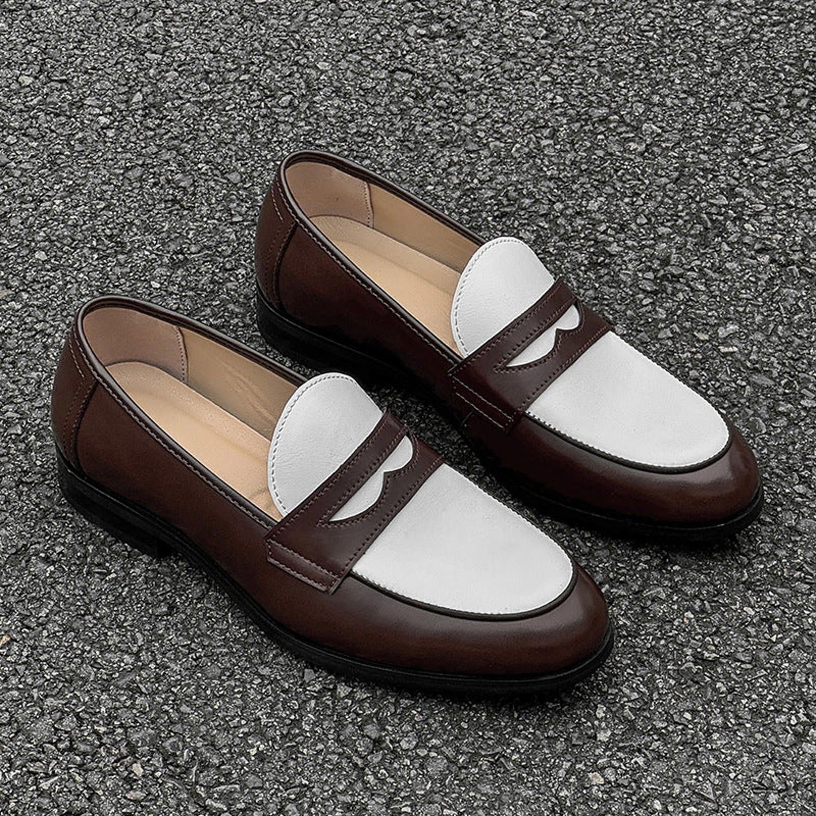 Leather Two-Tone Contrast Leather Loafer | British Slip-On Size US 8 / EU 41 - 3 Thumbnail