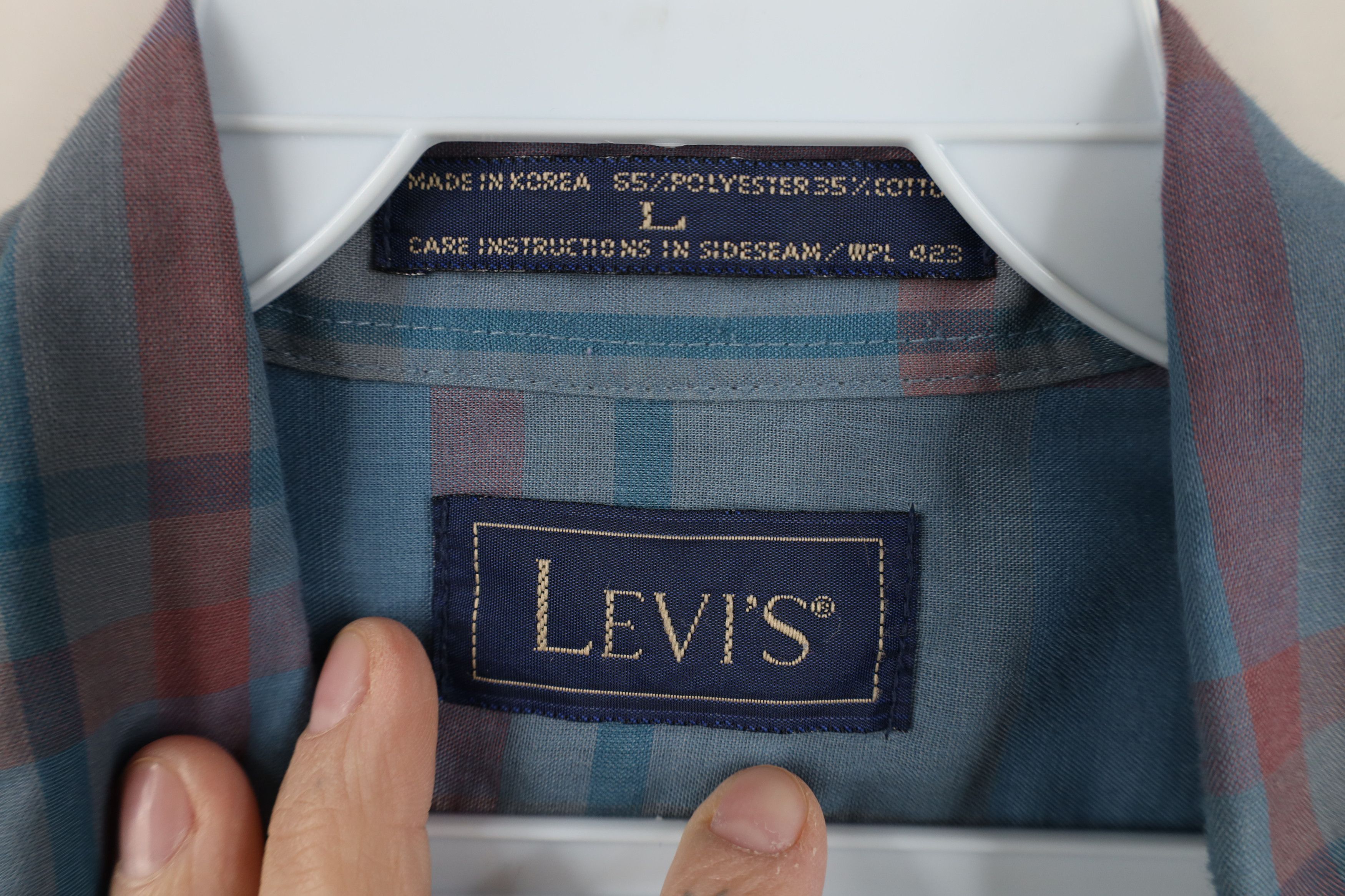 Levi's Vintage 80s 90s Levis Sheer Collared Button Down Shirt Plaid Size US L / EU 52-54 / 3 - 7 Thumbnail