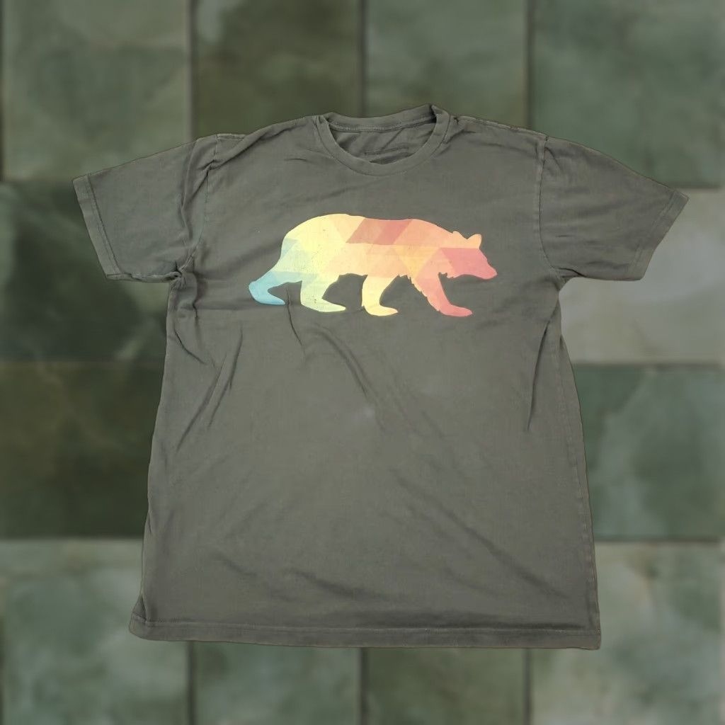 Vintage Graphic Bear Mens Large Gray Crew Neck Short Sleeve T Shirt Size US L / EU 52-54 / 3 - 1 Thumbnail