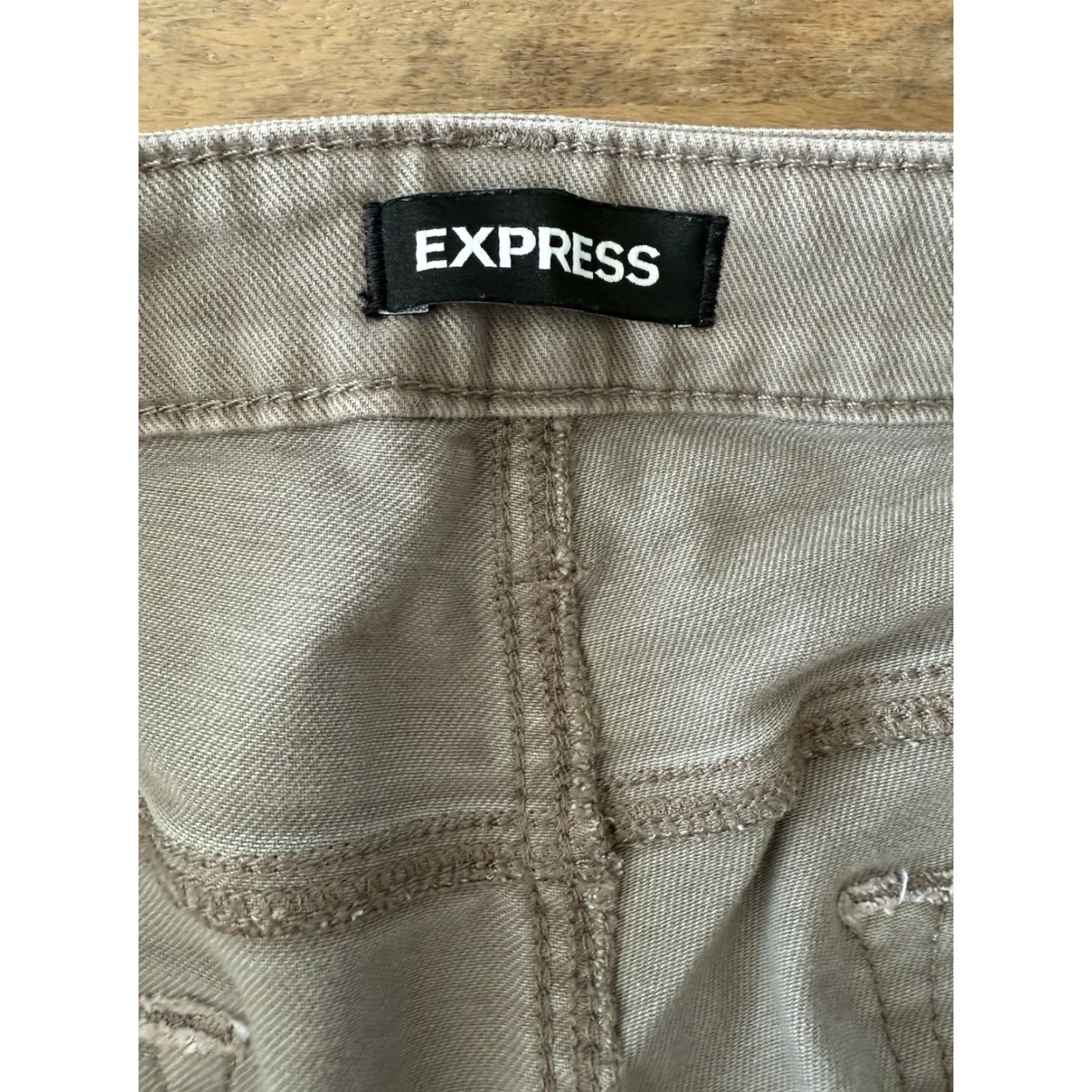 Express VINTAGE Express Jeans Mens Jeans Slim Straight Tan 36x28 33x30 5-Pocket Denim Cotton Blend Street City Logo Size US 33 - 3 Thumbnail