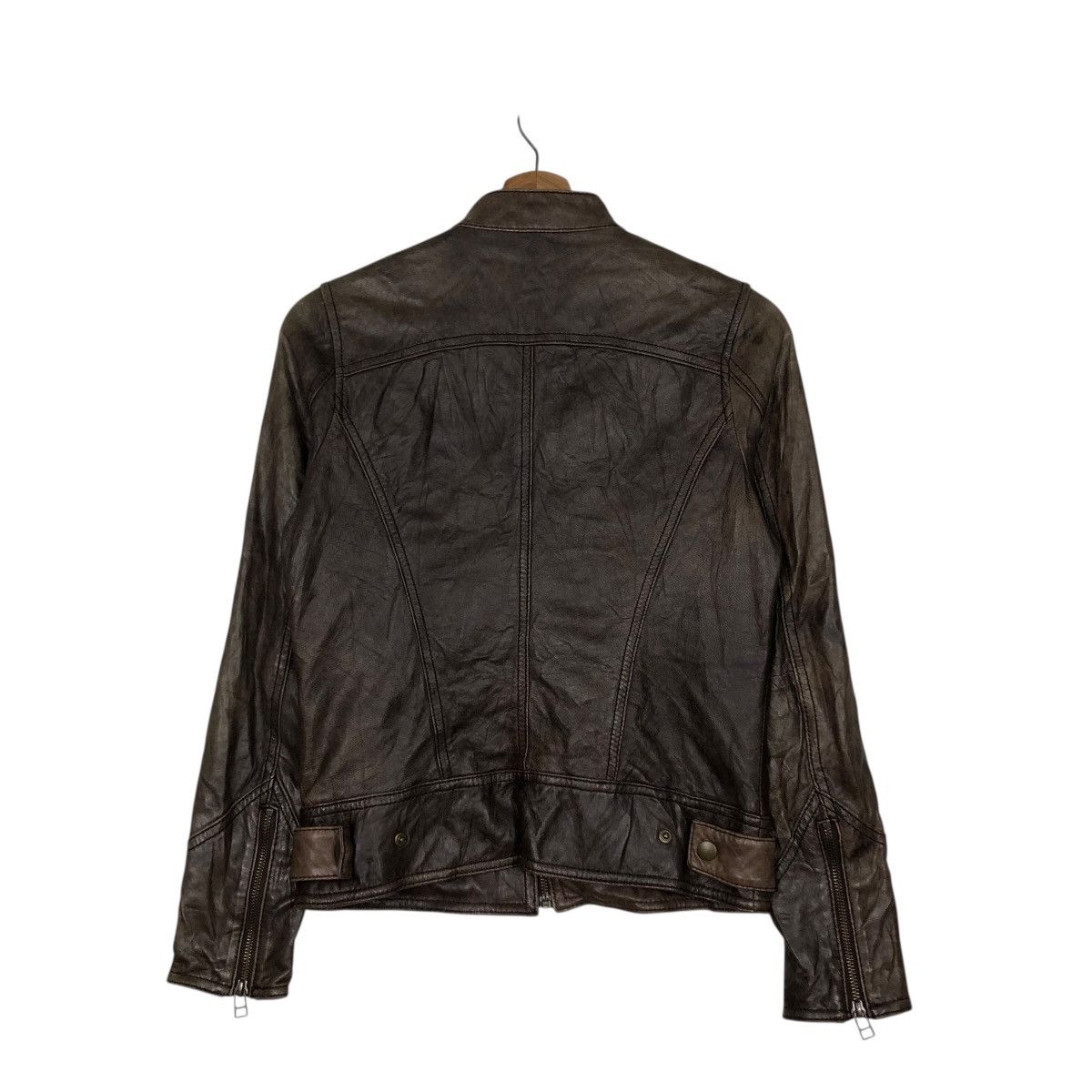Japanese Brand 🔥CROPPED BIKER LEATHER JACKET BACK NUMBER ISSEY MIYAKE Size US M / EU 48-50 / 2 - 10 Thumbnail
