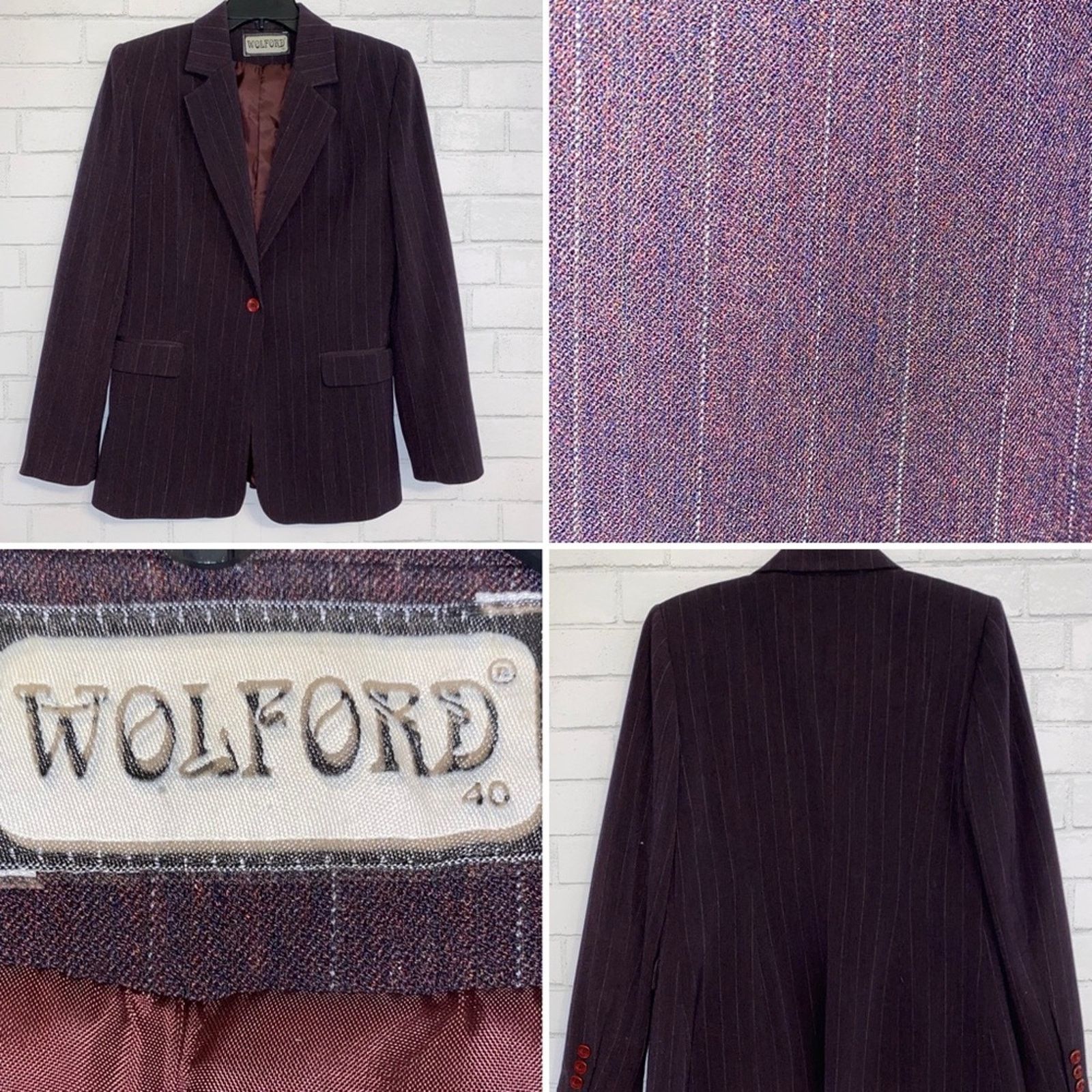 Wolford WOLFORD Germany $700 Burg Pinstripe Women’s Blazer EU40 US 6 Size M / US 6-8 / IT 42-44 - 1 Thumbnail