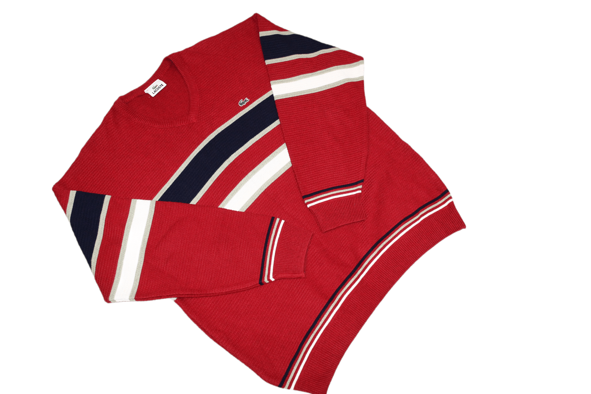 Lacoste VTG 80s Lacoste V-neck Rib Knit Acrylic Cotton Jumper Size US XL / EU 56 / 4 - 5 Thumbnail