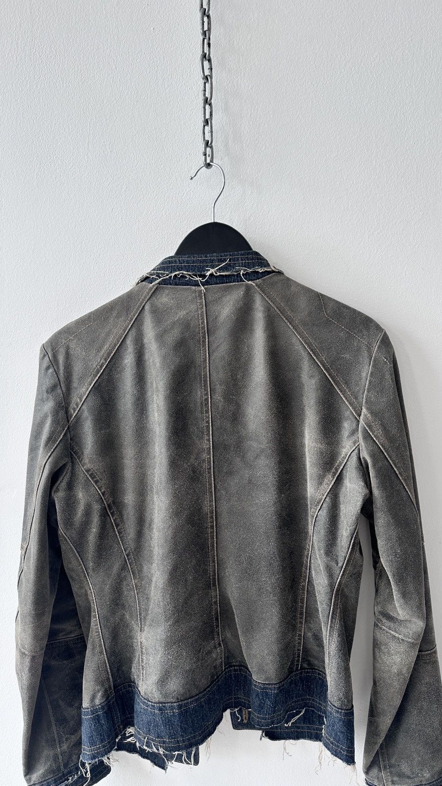 Baldinini Baldinini Italy Distressed Leather Denim Jacket 44 Archive Size M / US 6-8 / IT 42-44 - 16 Thumbnail