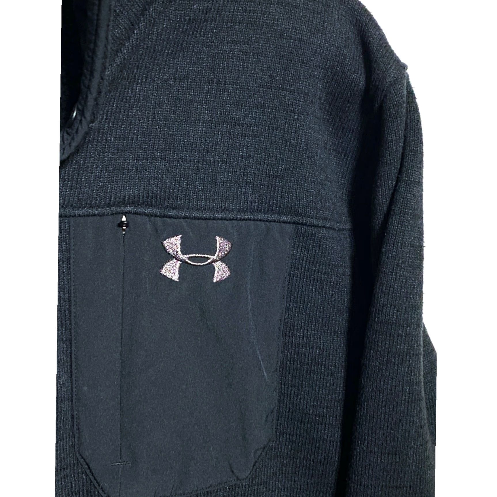 Under Armour Under Armour Loose Cold Gear Fleece Pullover Mens L Black Zip Pocket Snap Buttons 2 Zip 20.5" Pit to Pit 26.5" Length 26.5" Outdoor Sweatshirt Casual Size US L / EU 52-54 / 3 - 2 Thumbnail
